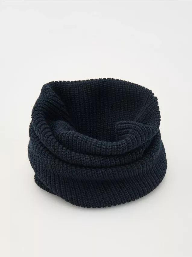 Blue Simple Tube Scarf, Navy, large image number 0
