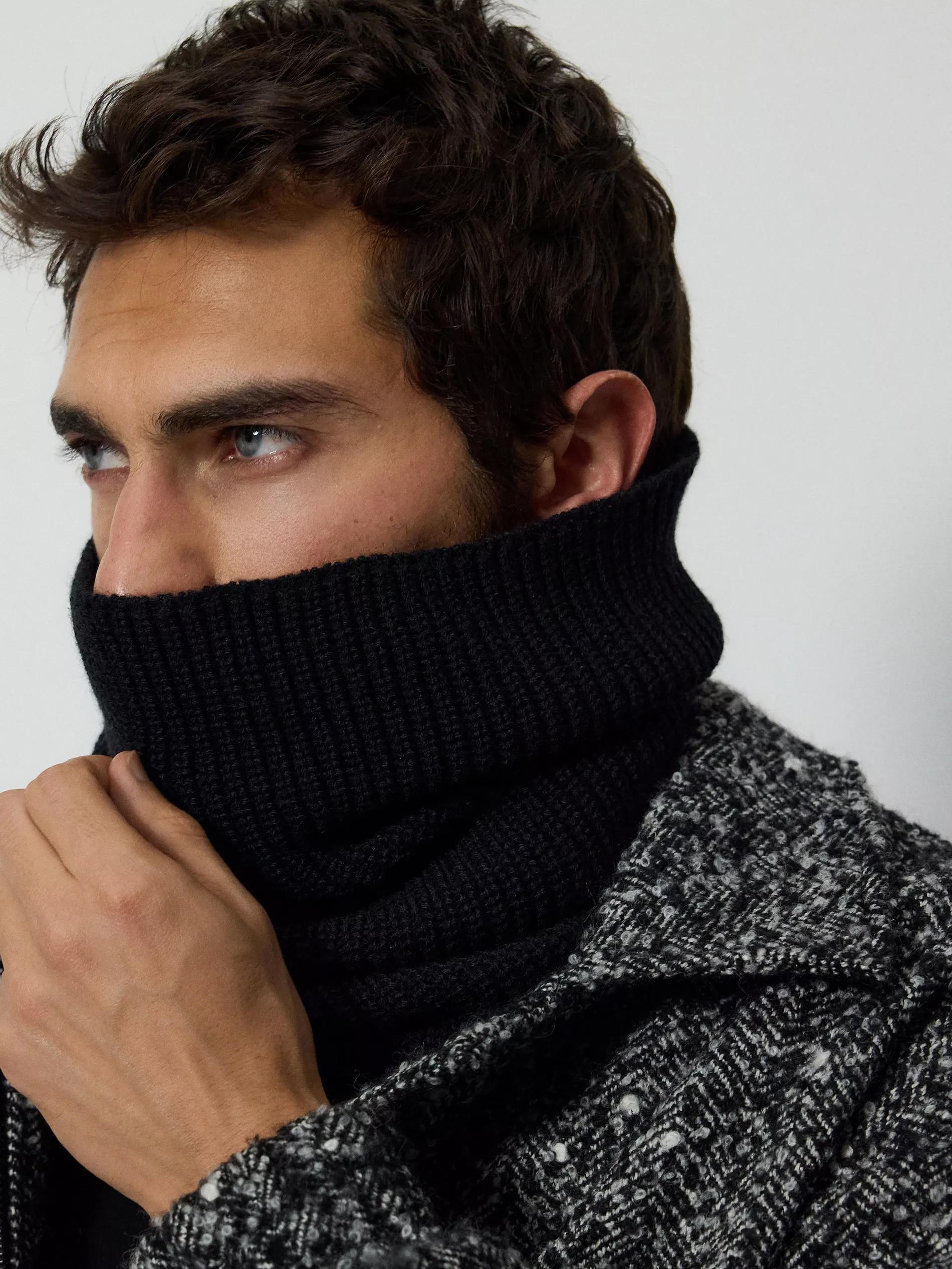 Black Simple Tube Scarf, Black, large image number 0