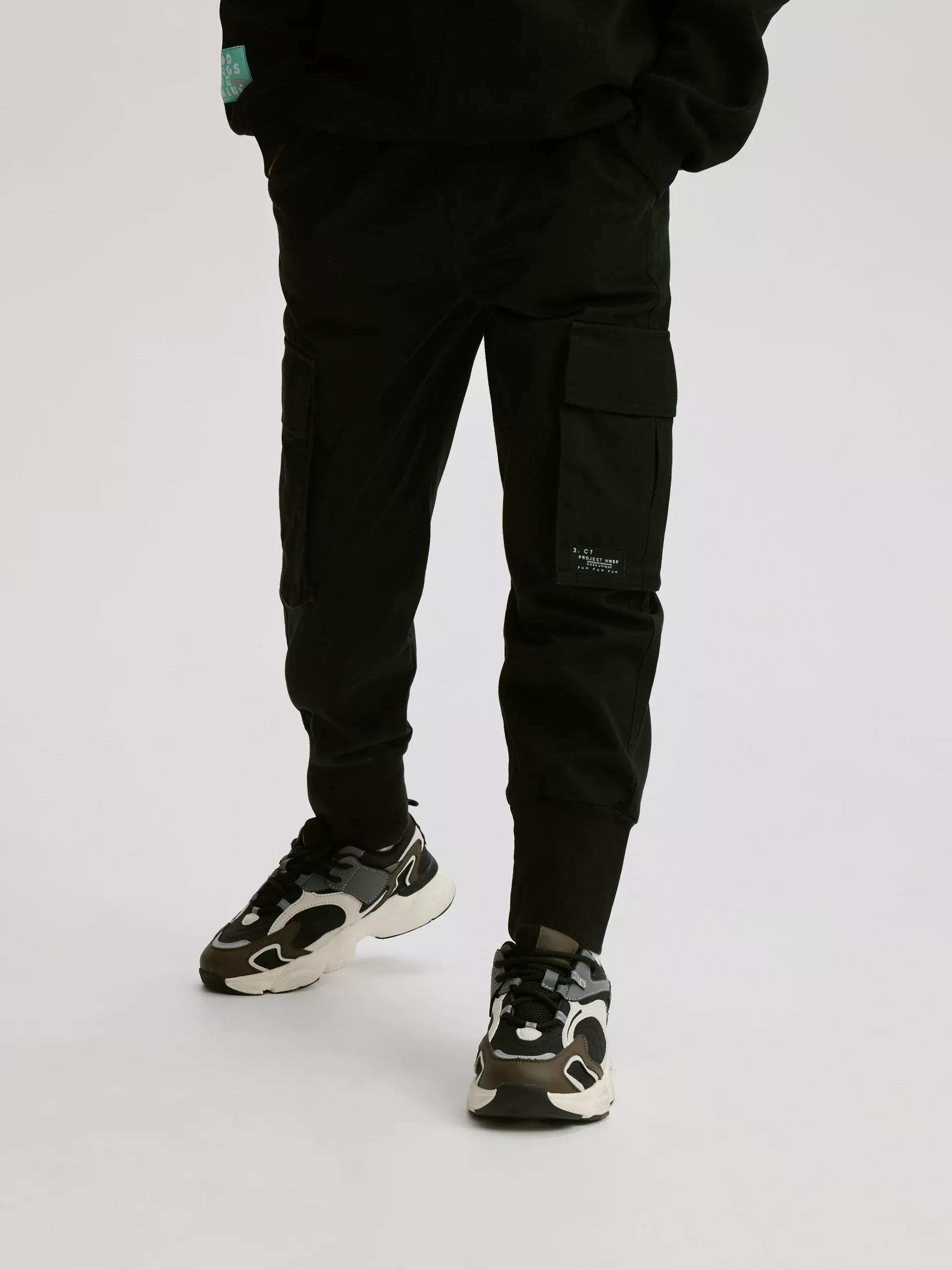 Black Cargo Joggers, Black, large image number 3