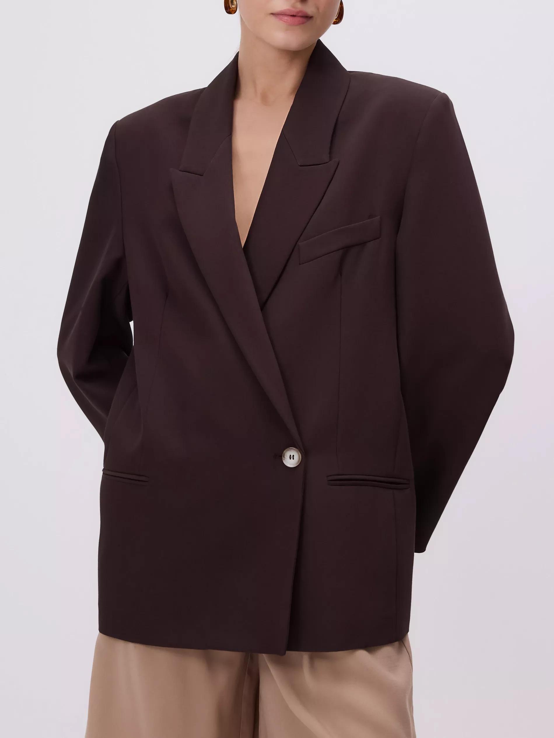 Brown Viscose Blend Blazer, , large image number 0