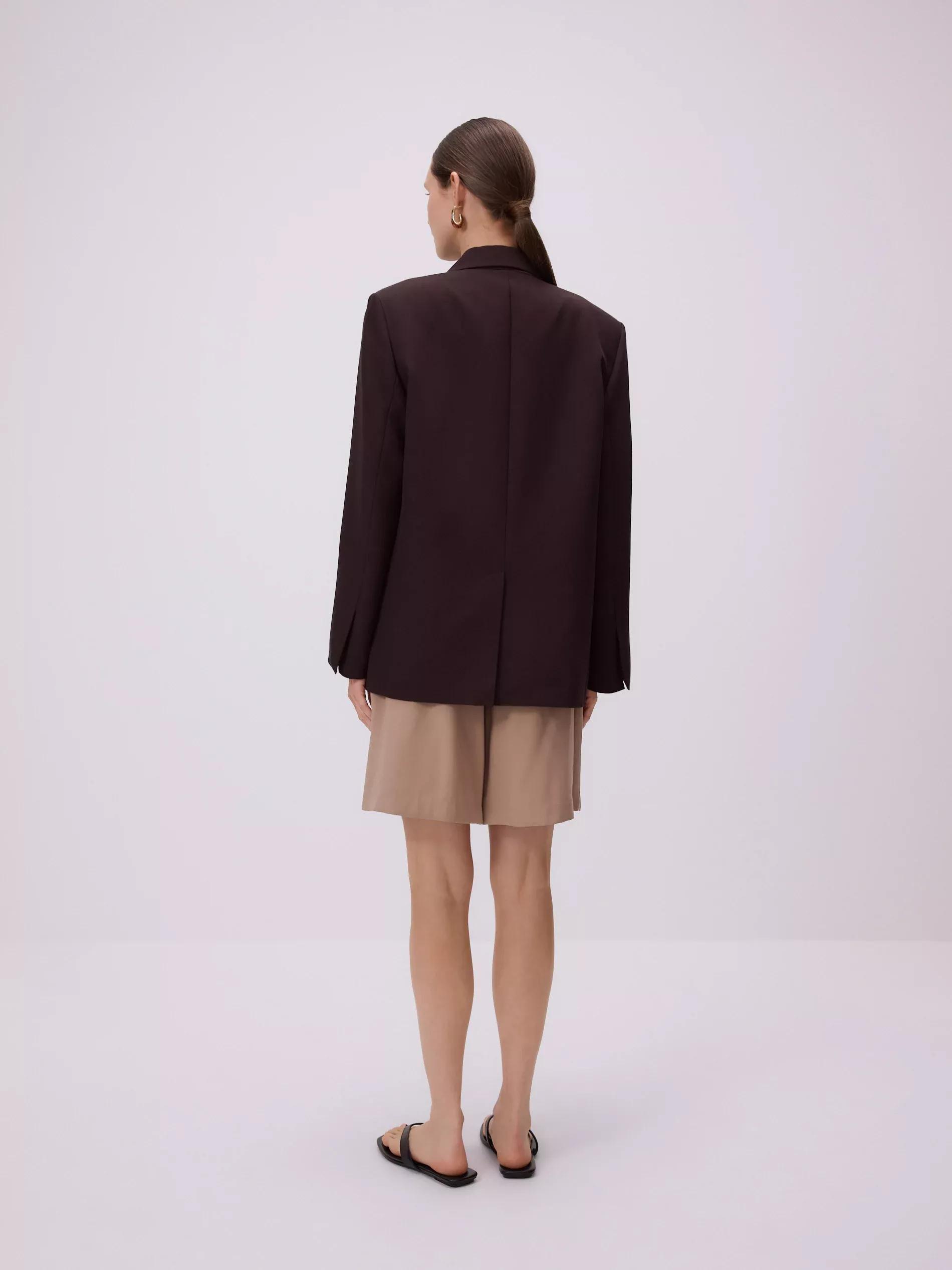 Brown Viscose Blend Blazer, , large image number 3
