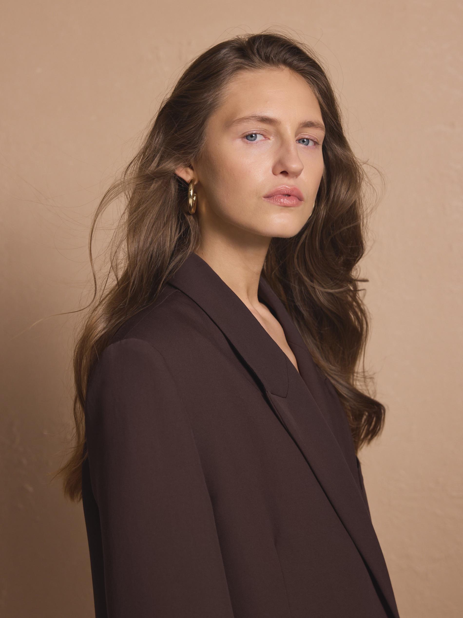 Brown Viscose Blend Blazer, , large image number 4