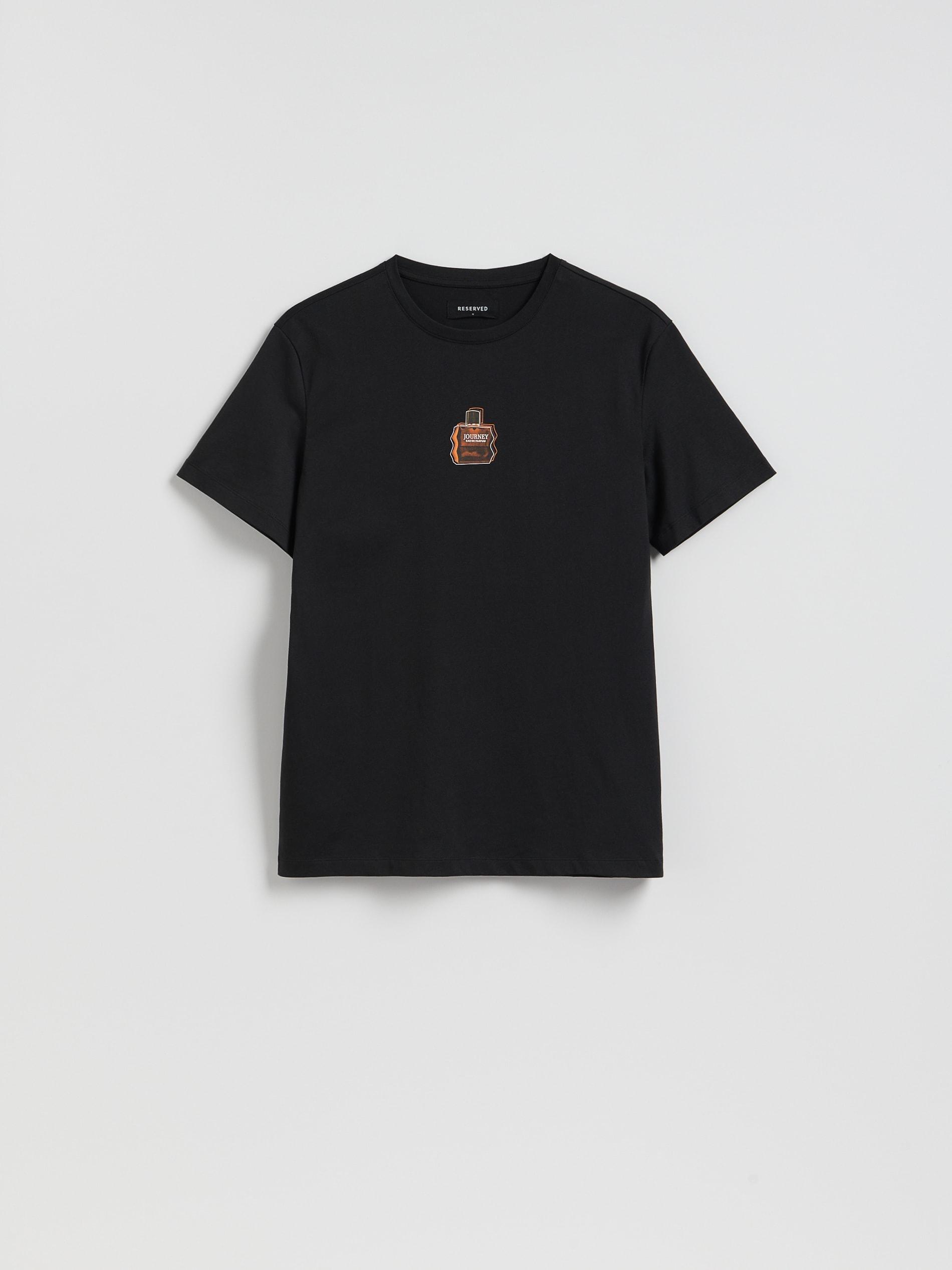 Black Mercerised Organic Cotton Regular Fit T-Shirt, Black, large image number 0