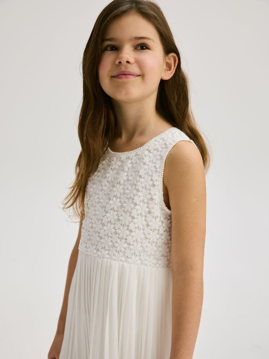 White Dress With Lace Appliqu� On Top, , medium