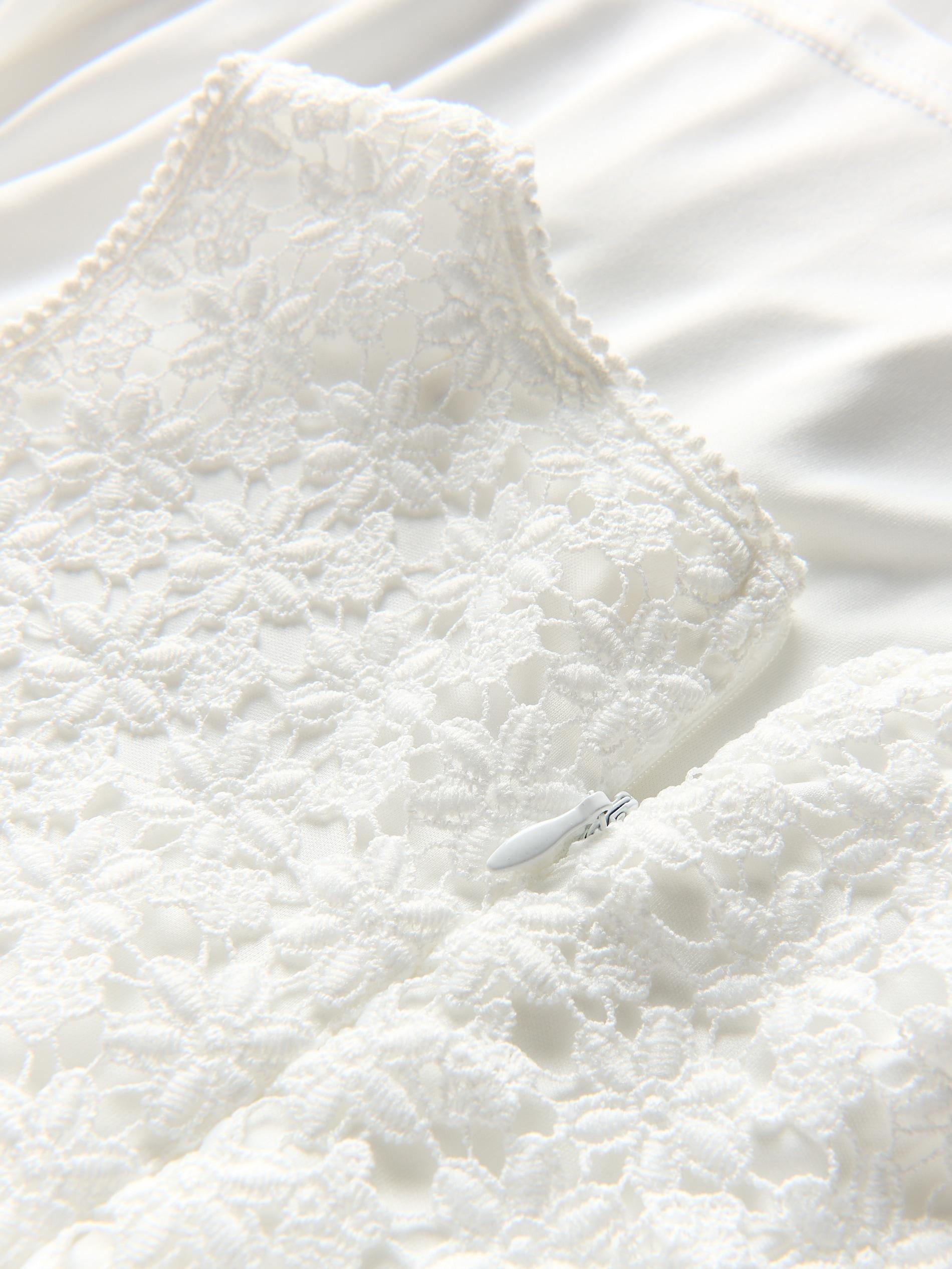 White Dress With Lace Appliqué On Top, , large image number 3