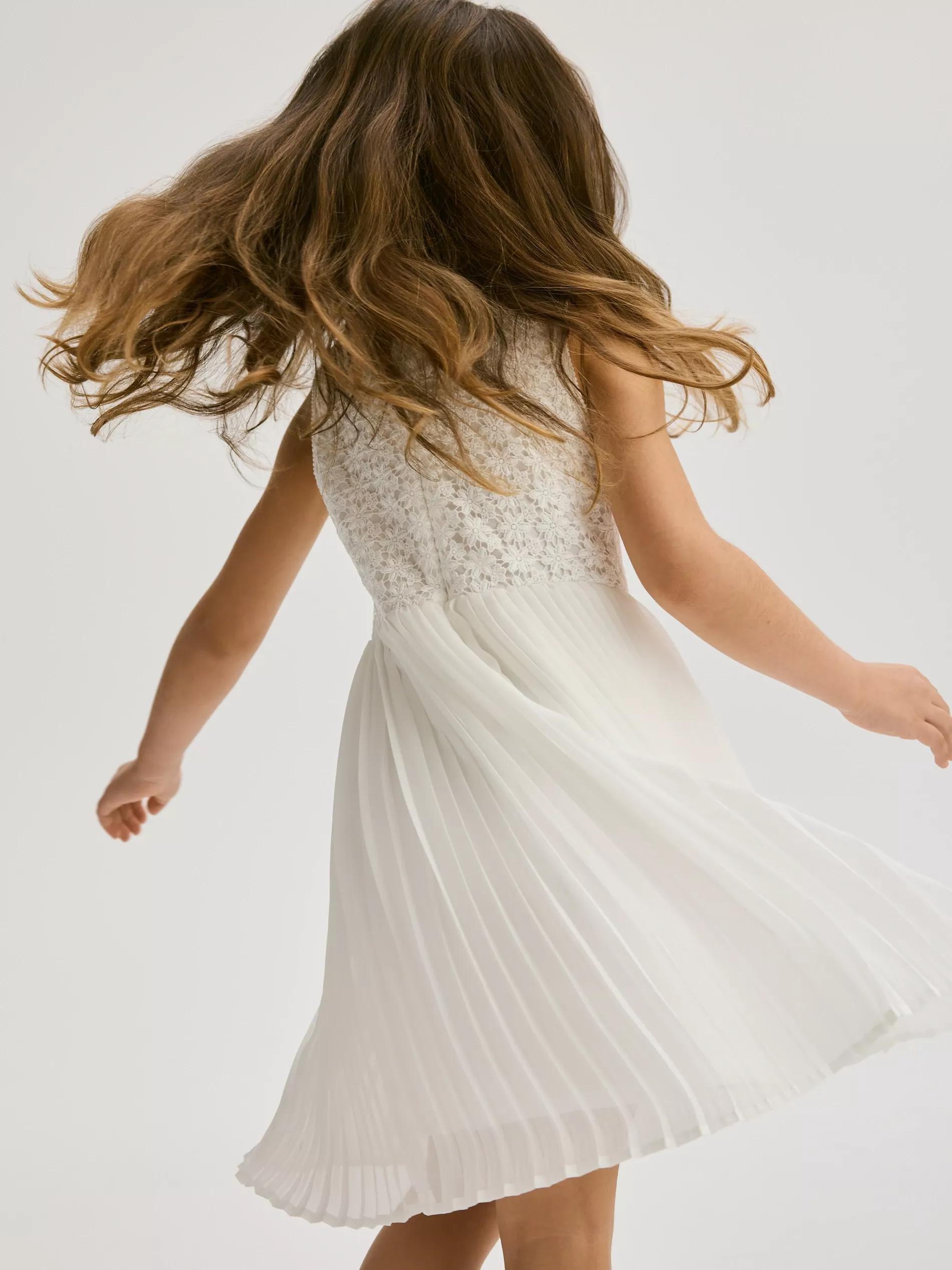 White Dress With Lace Appliqué On Top, , large image number 4