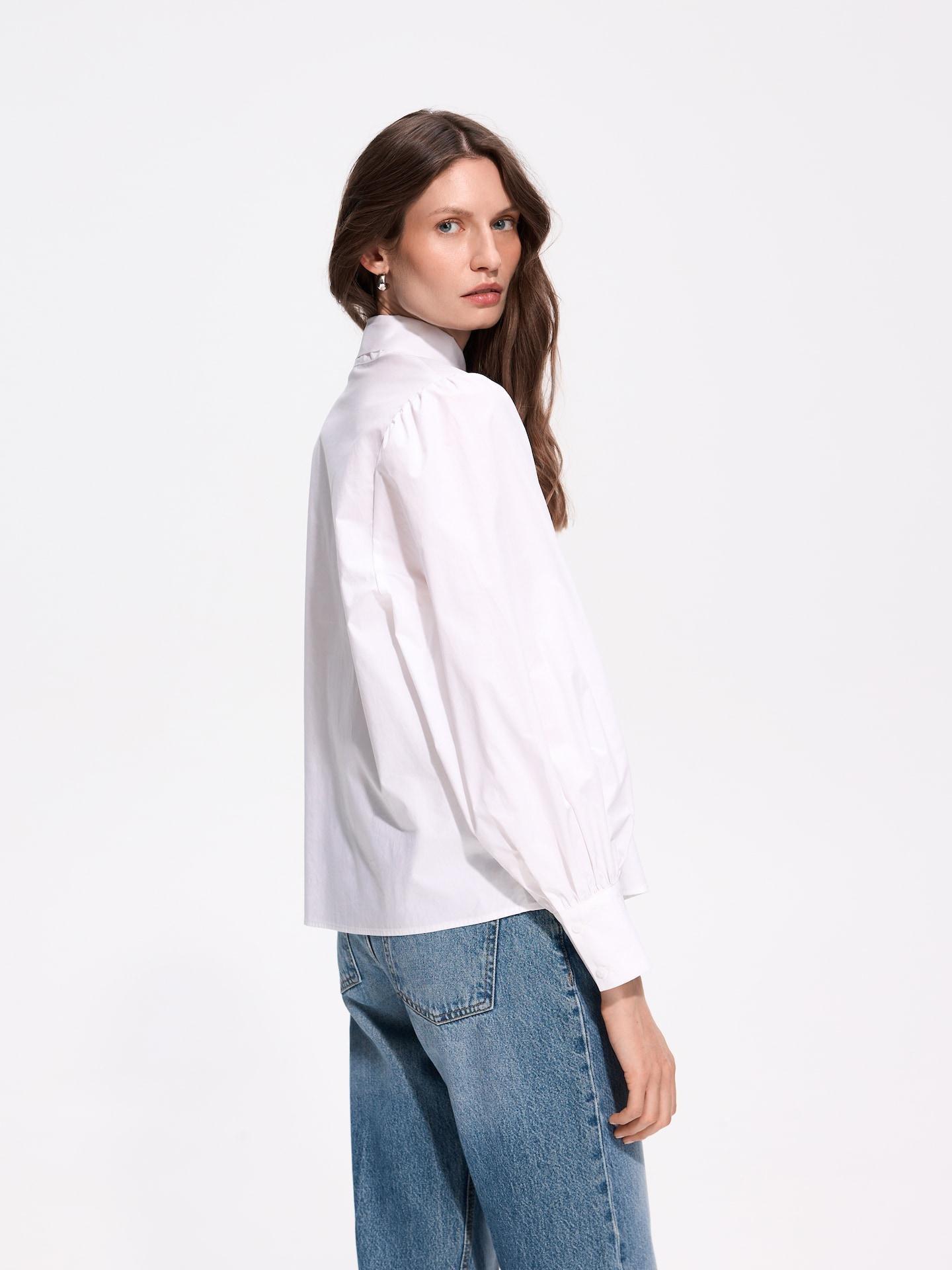 White Cotton Shirt With Tie Detail, White, large image number 3