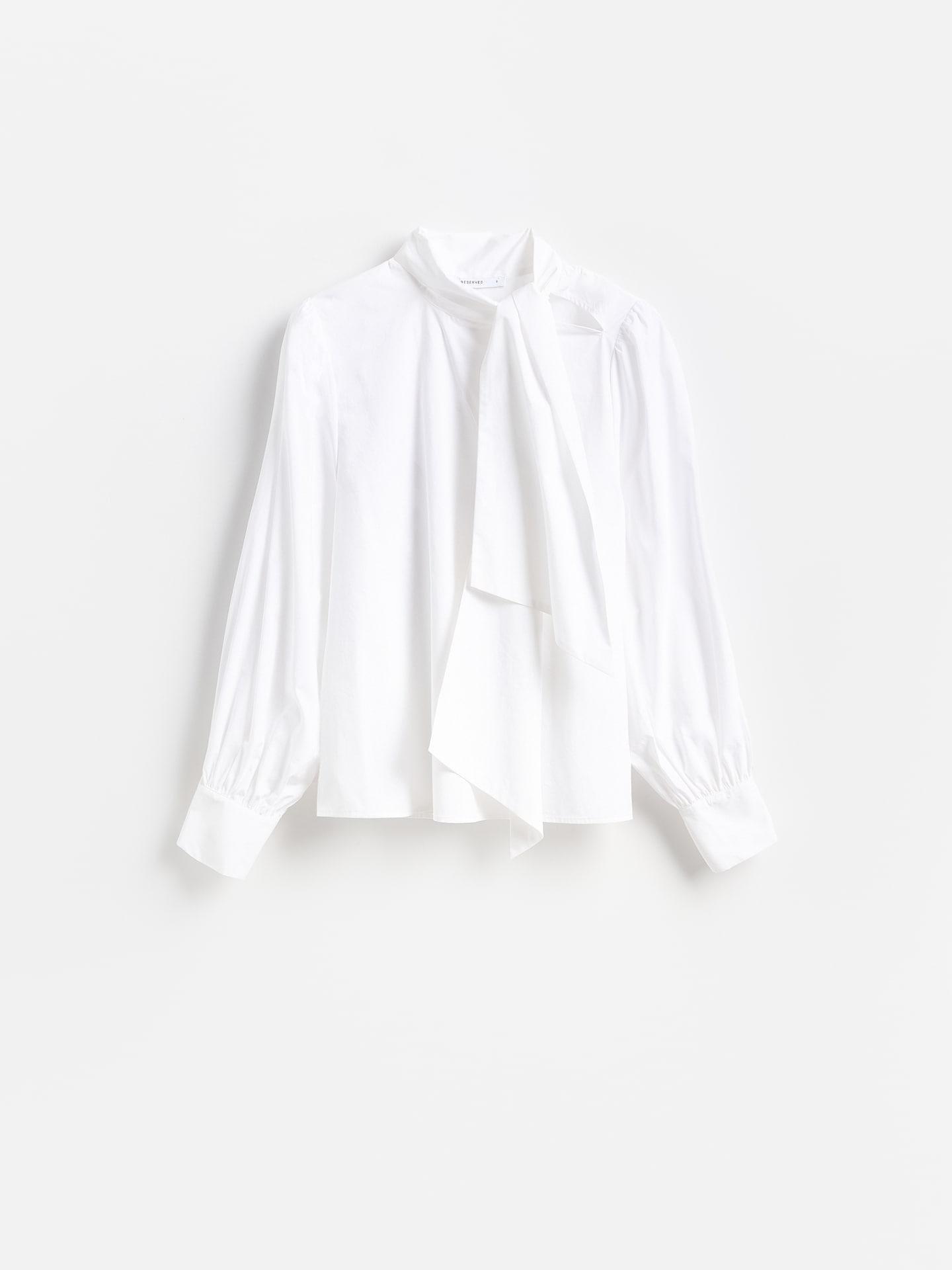 White Cotton Shirt With Tie Detail, White, large image number 4