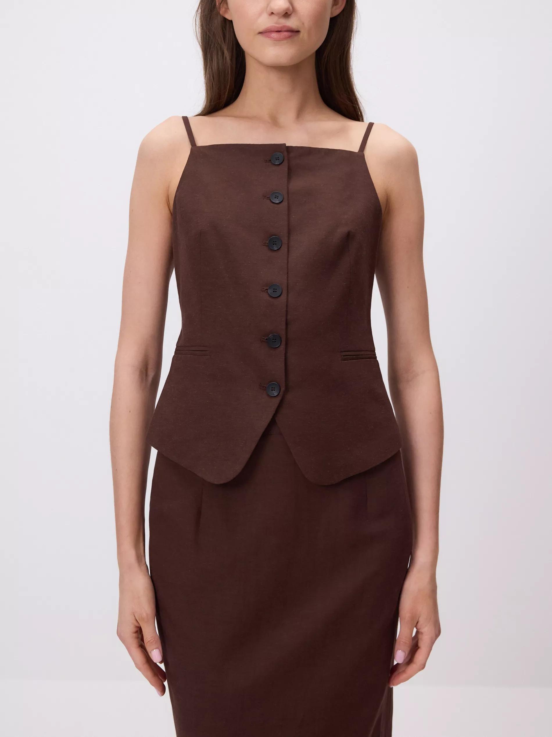 Brown Strap Vest, Brown, large image number 0