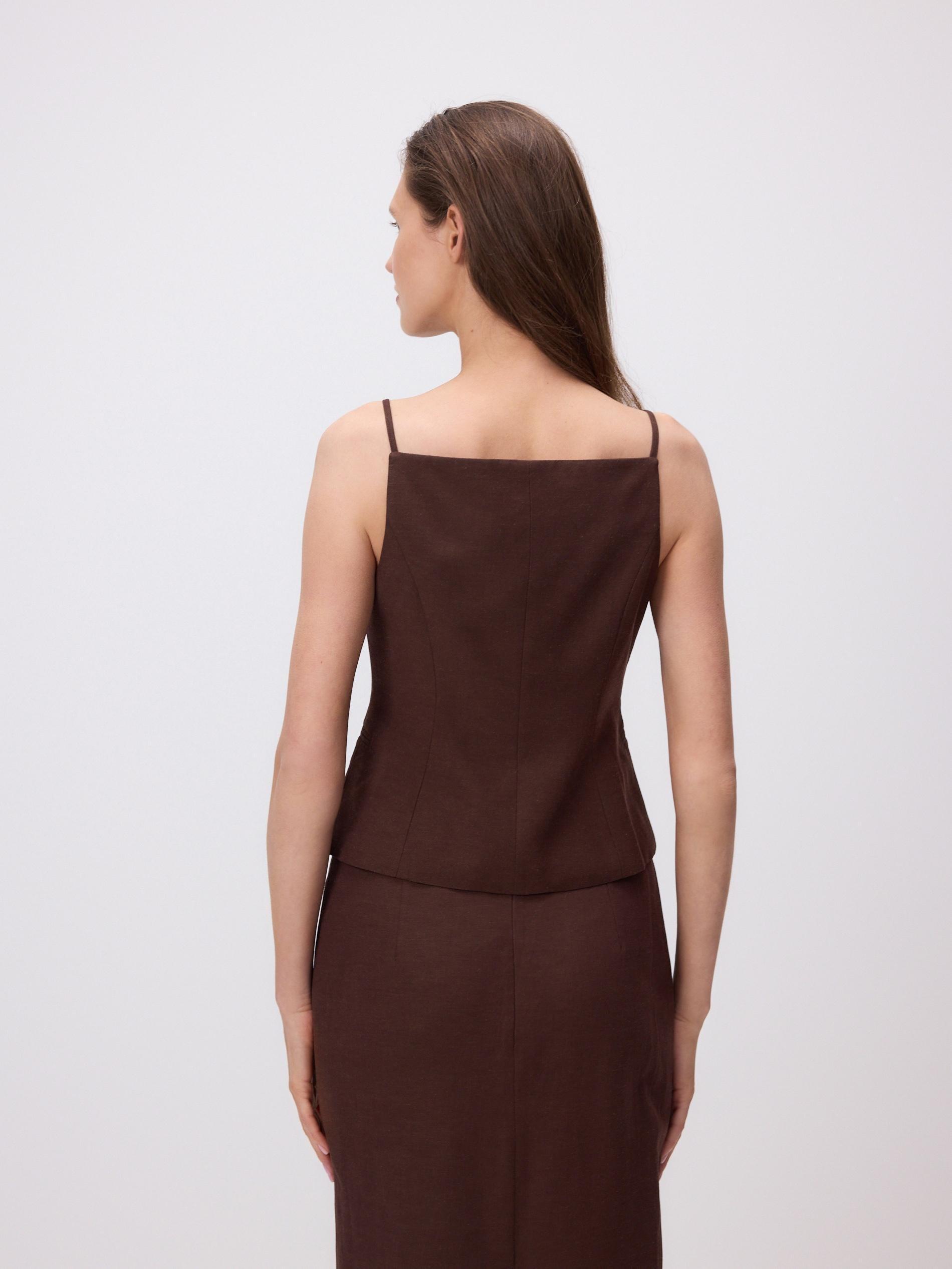 Brown Strap Vest, Brown, large image number 1