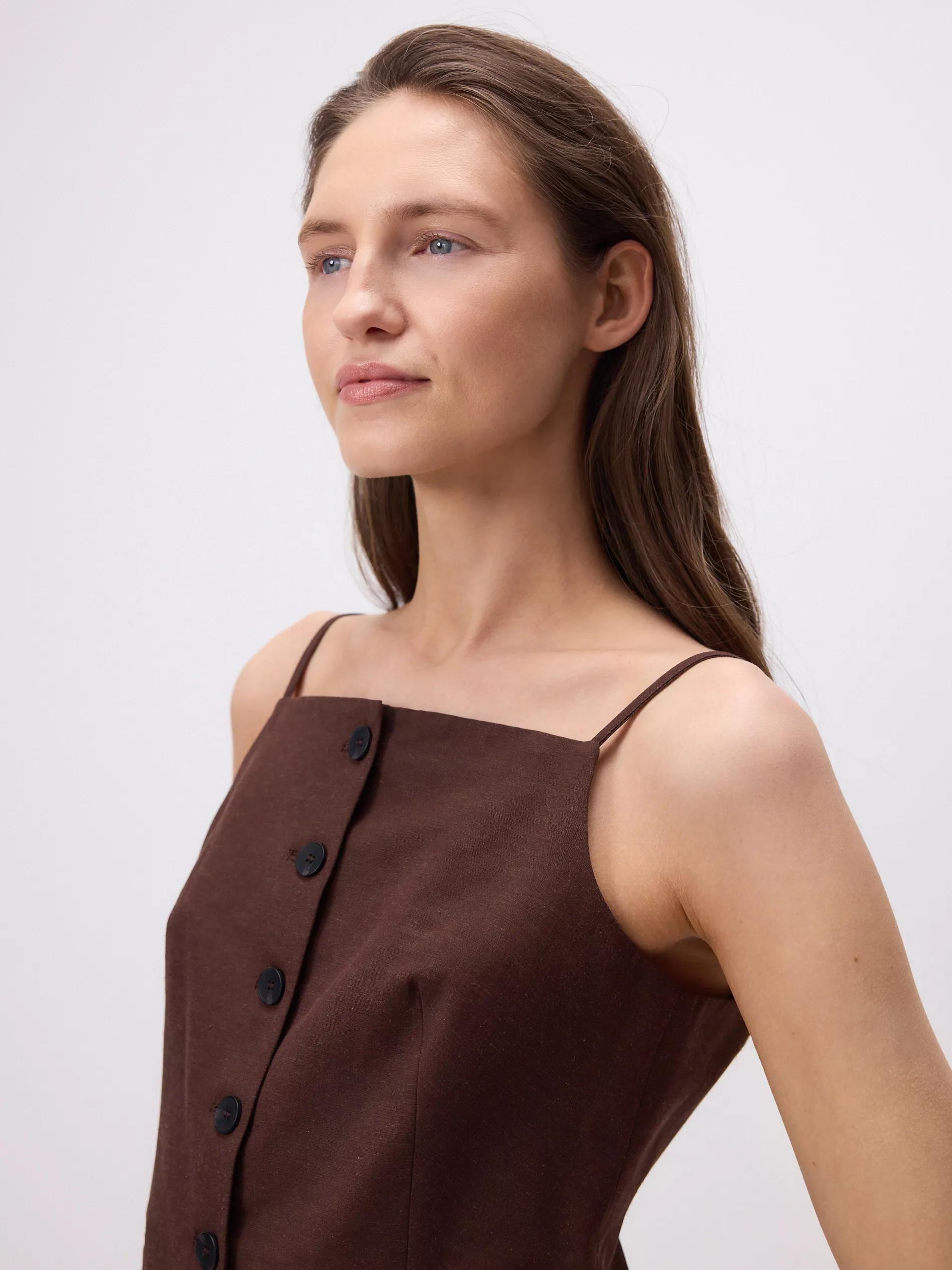 Brown Strap Vest, Brown, large image number 3