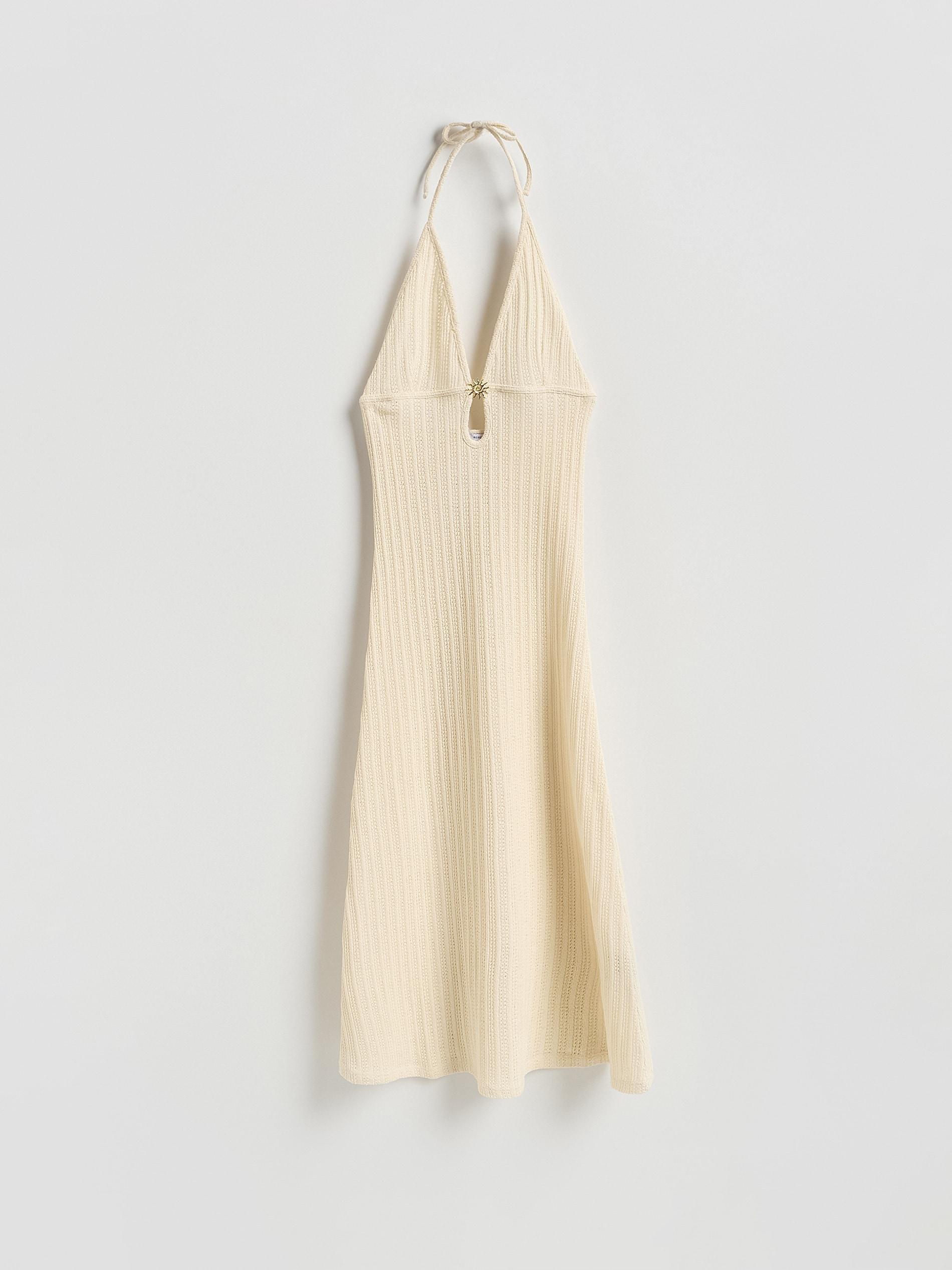 Beige Beach Dress With cotton, Ivory, large image number 0