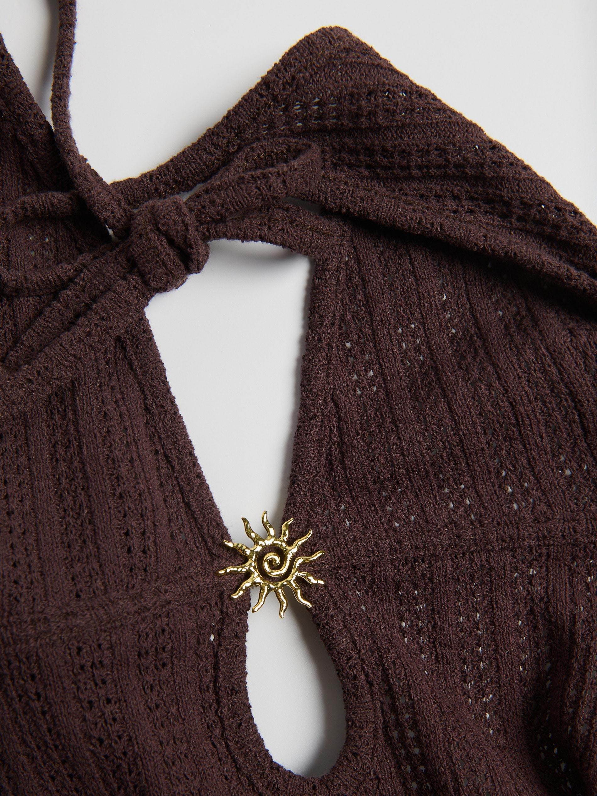Brown Beach Dress With cotton, Brown, large image number 1