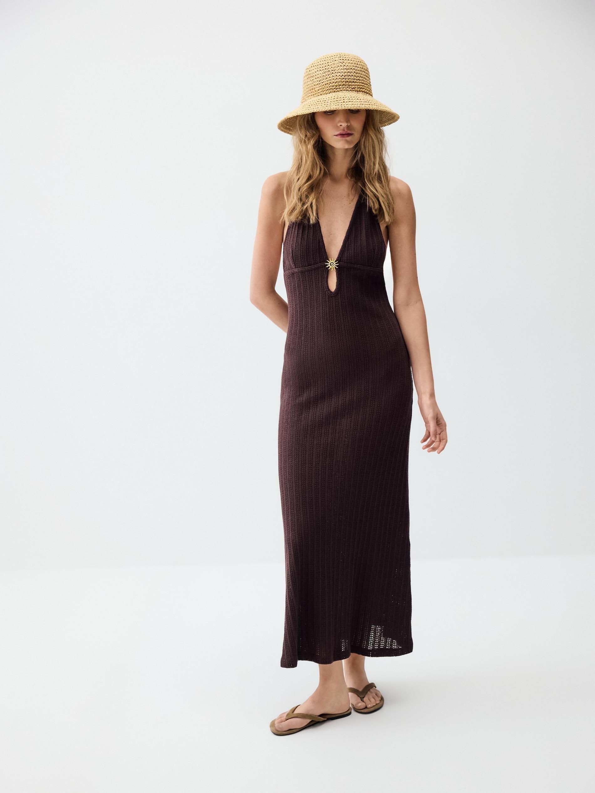 Brown Beach Dress With cotton, Brown, large image number 2