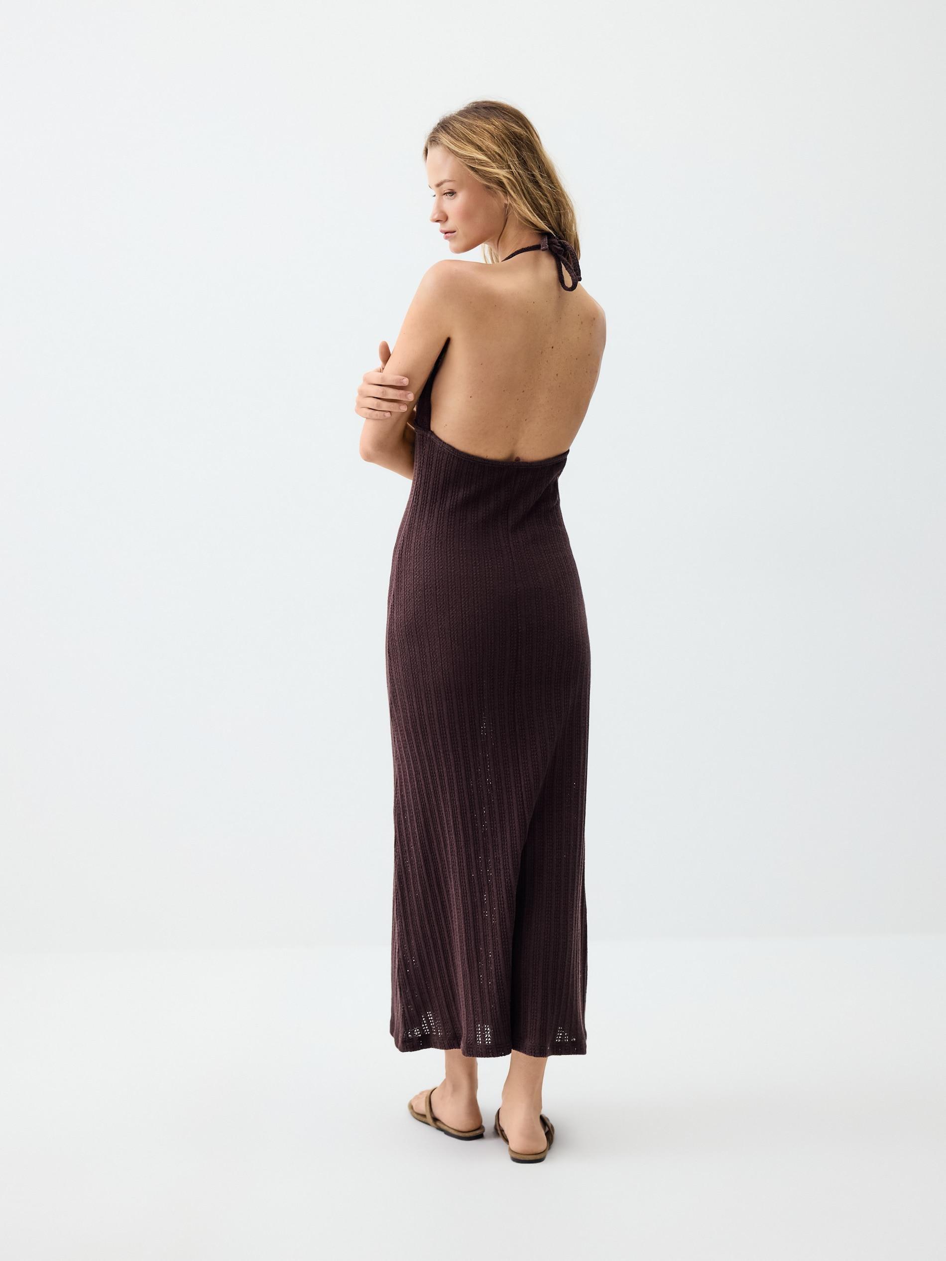 Brown Beach Dress With cotton, Brown, large image number 5