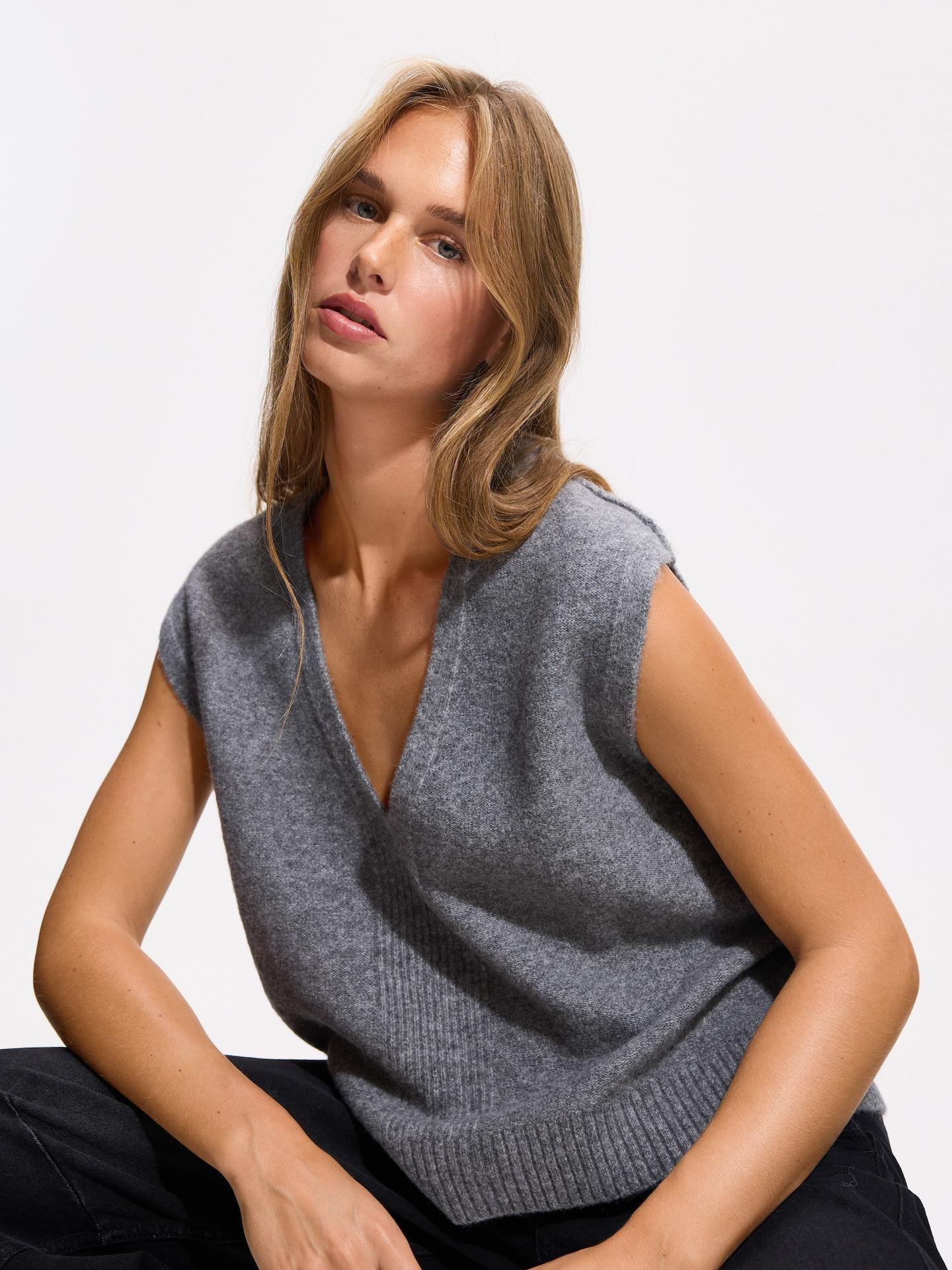 Grey Wool Mix Vest, Grey, medium