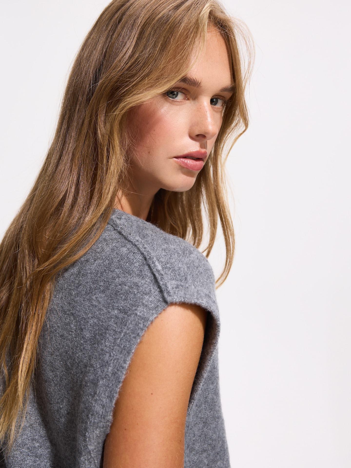 Grey Wool Mix Vest, Grey, medium
