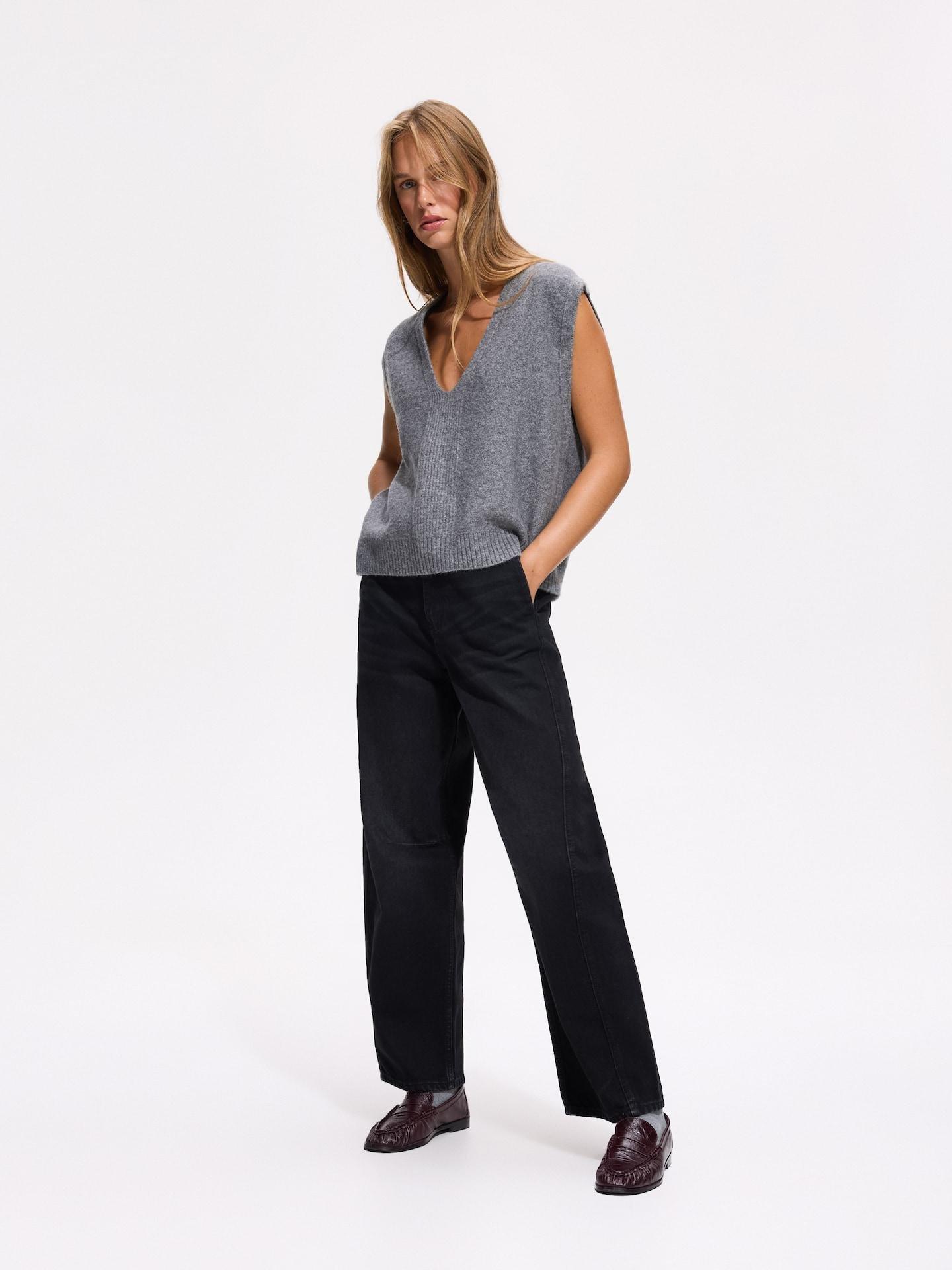 Grey Wool Mix Vest, Grey, large image number 2
