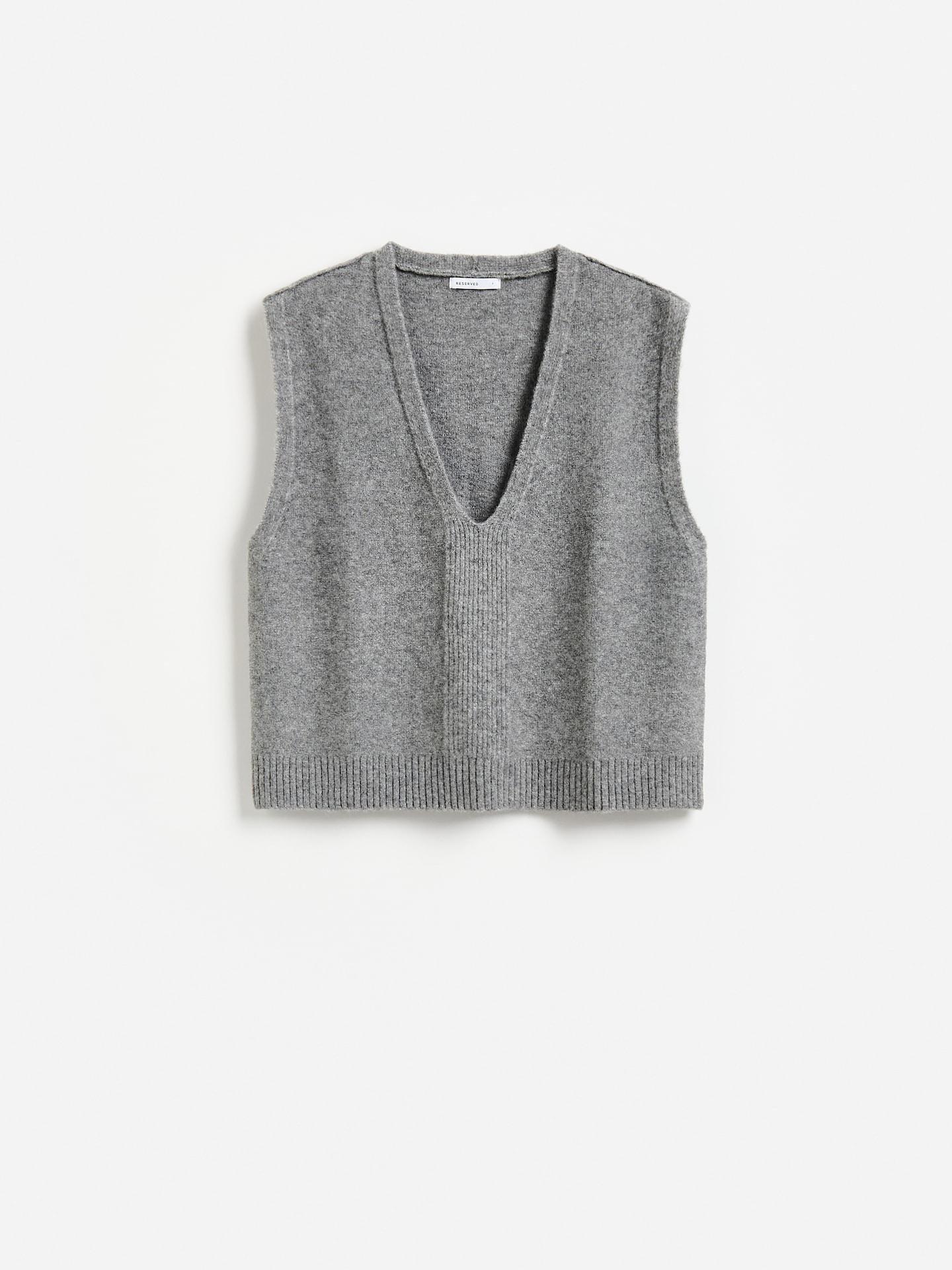 Grey Wool Mix Vest, Grey, large image number 3