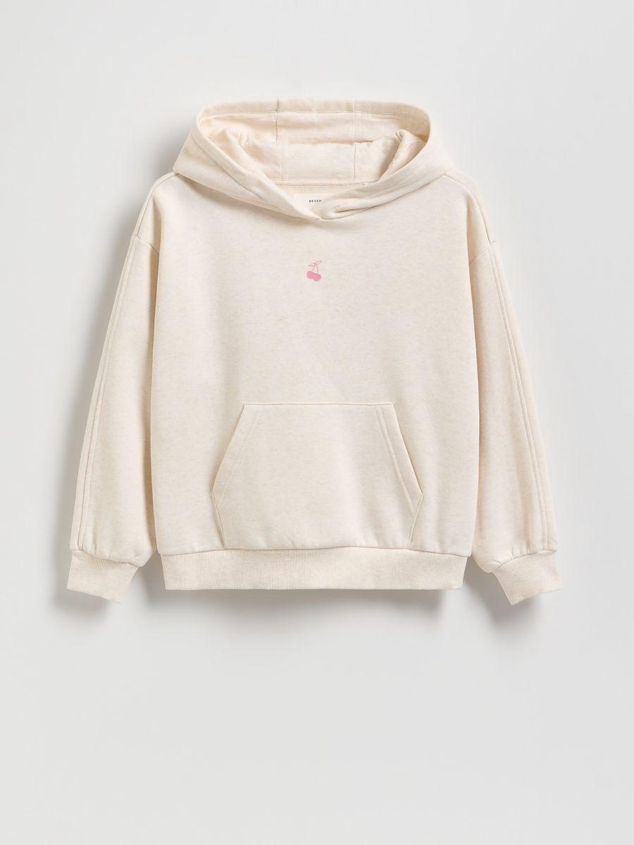 Beige Hoodie, Kids Girls, Ivory, medium