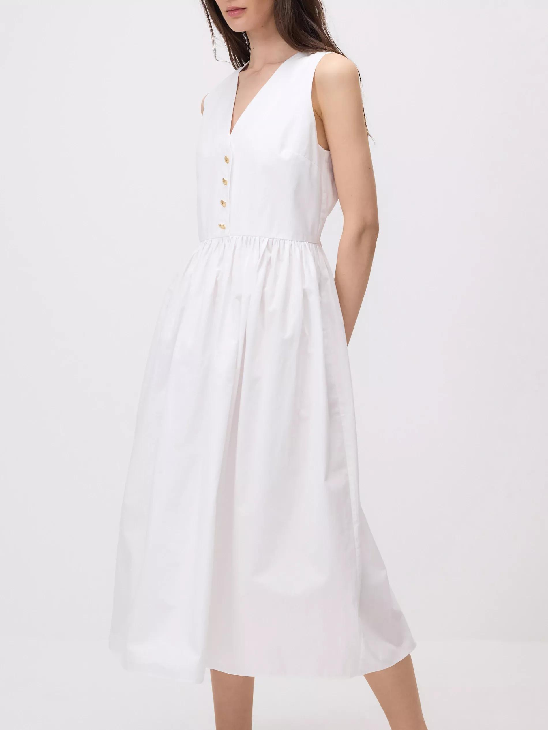 White Midi Dress, White, large image number 0