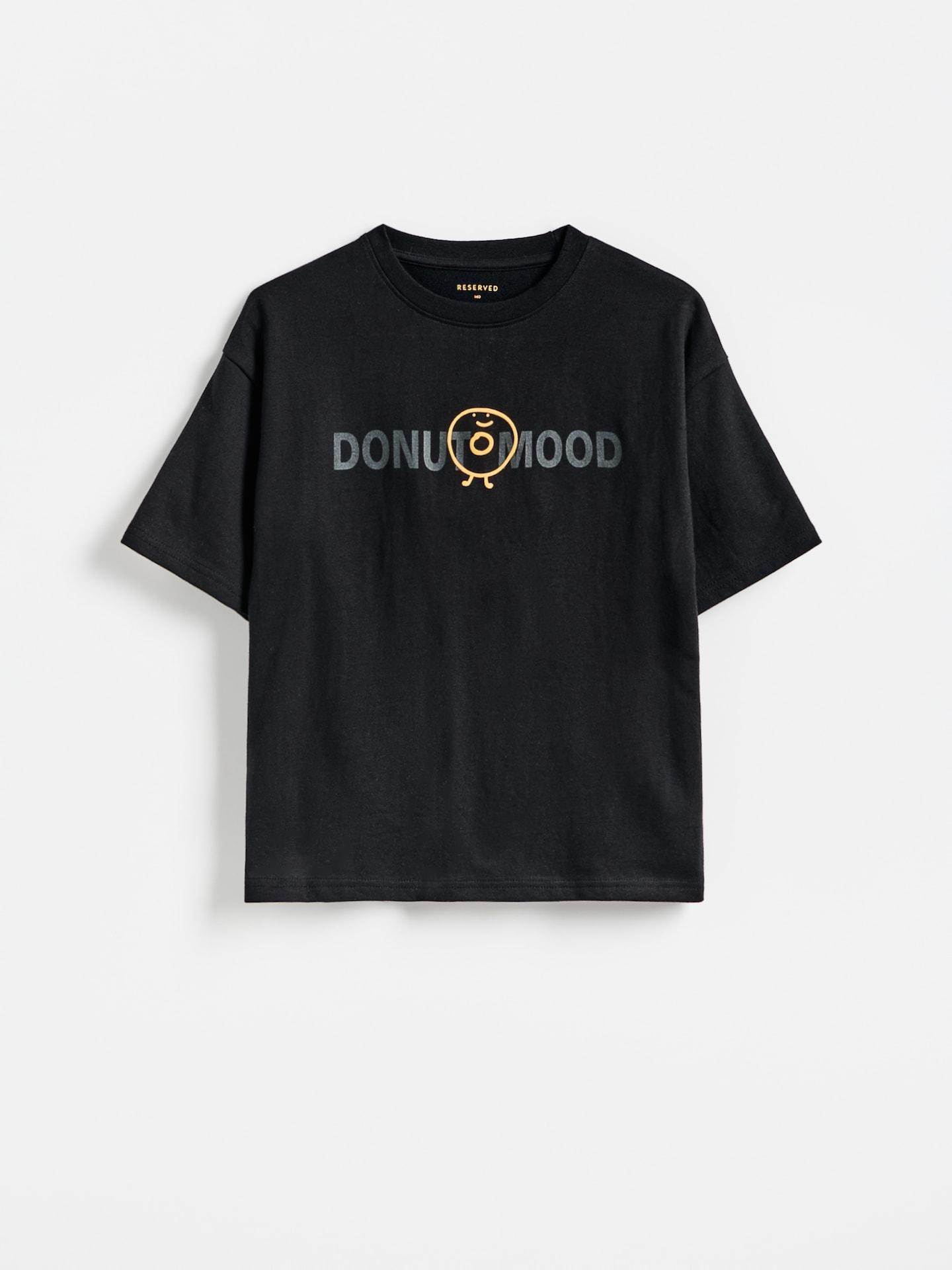 Black Cotton T-Shirt With Print, Black, large image number 1