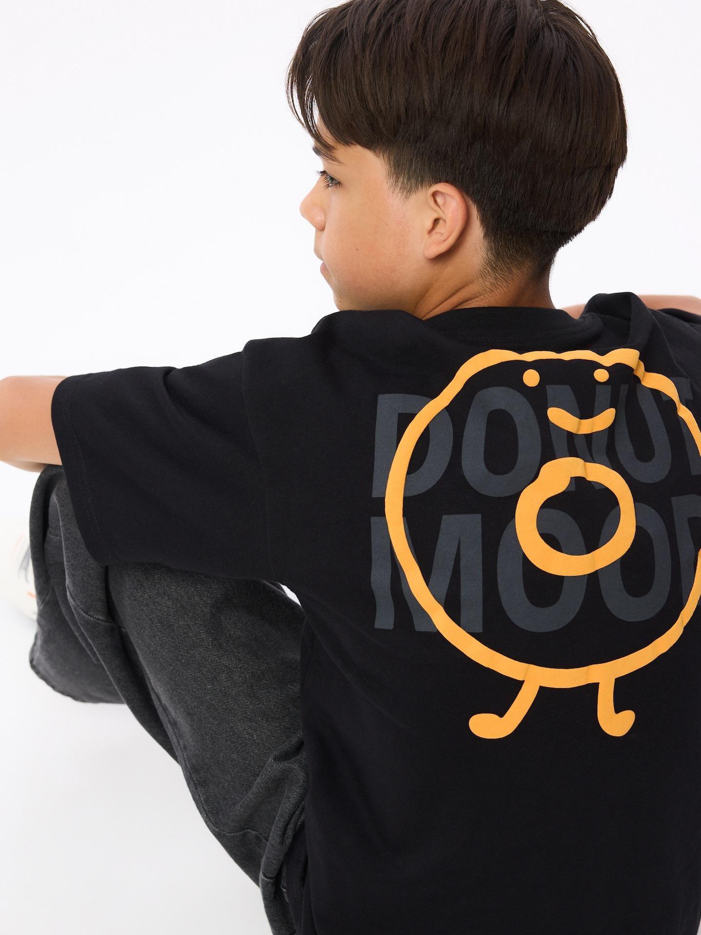 Black Cotton T-Shirt With Print, Black, large image number 4