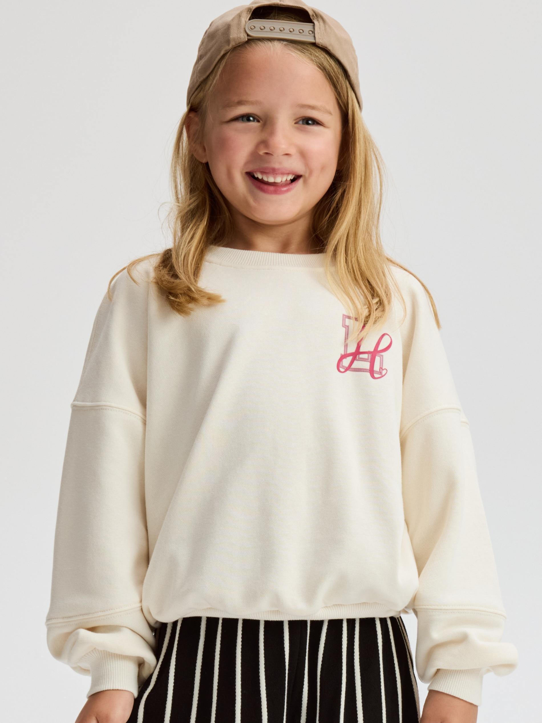 CREAM Sweatshirt with fine print, Ivory, medium