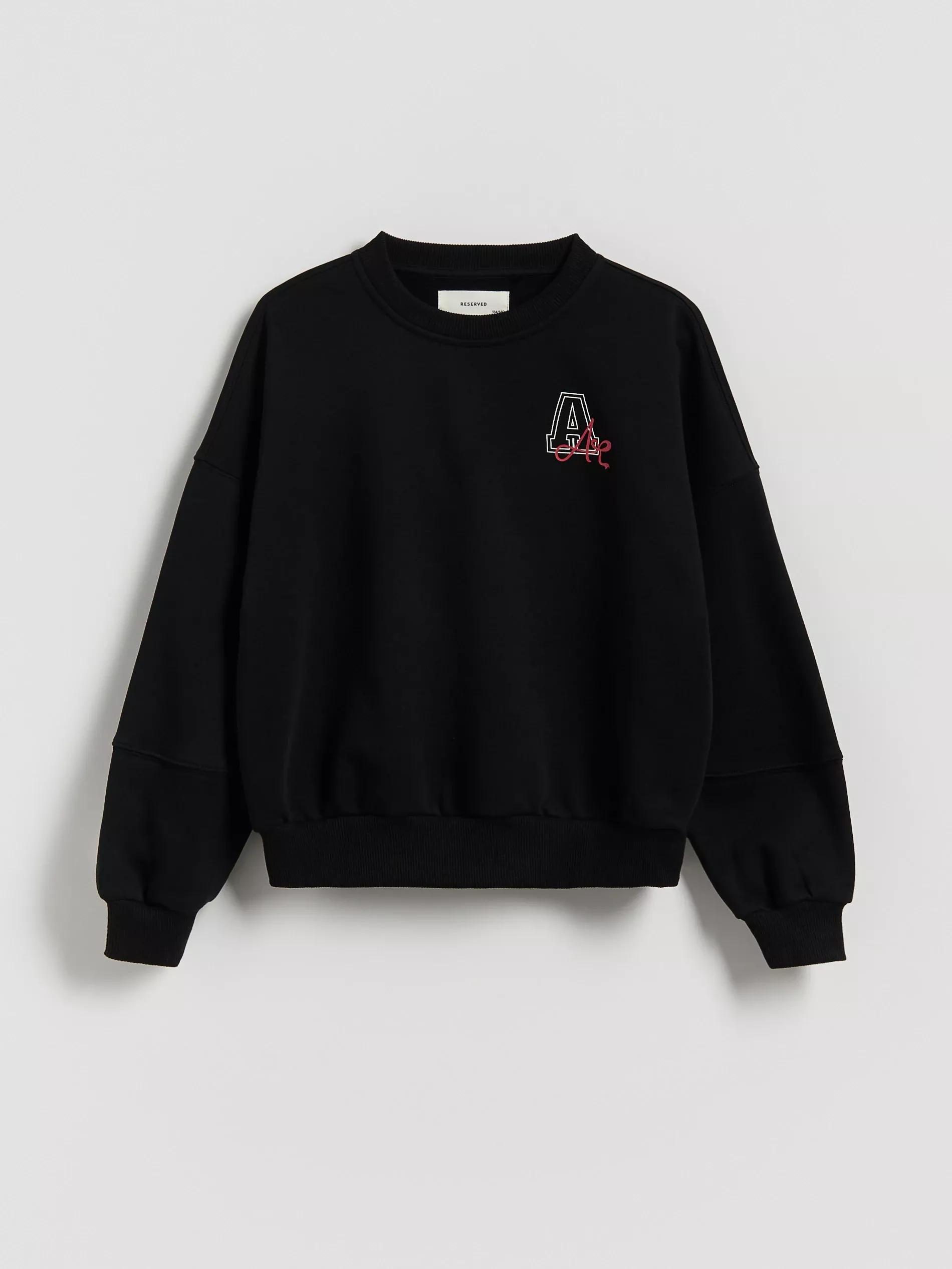 BLACK Sweatshirt with fine print, Black, large image number 0