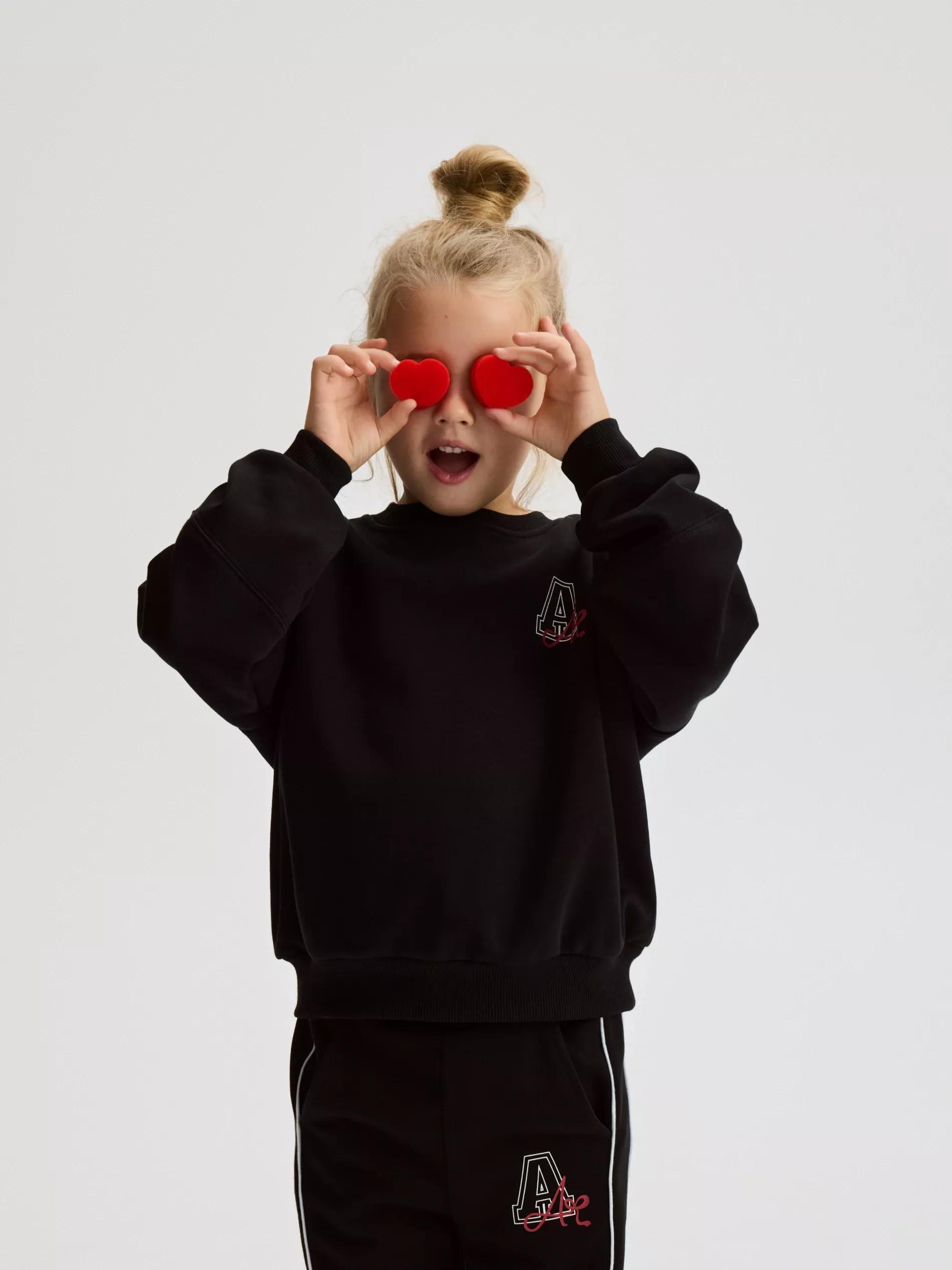 BLACK Sweatshirt with fine print, Black, medium