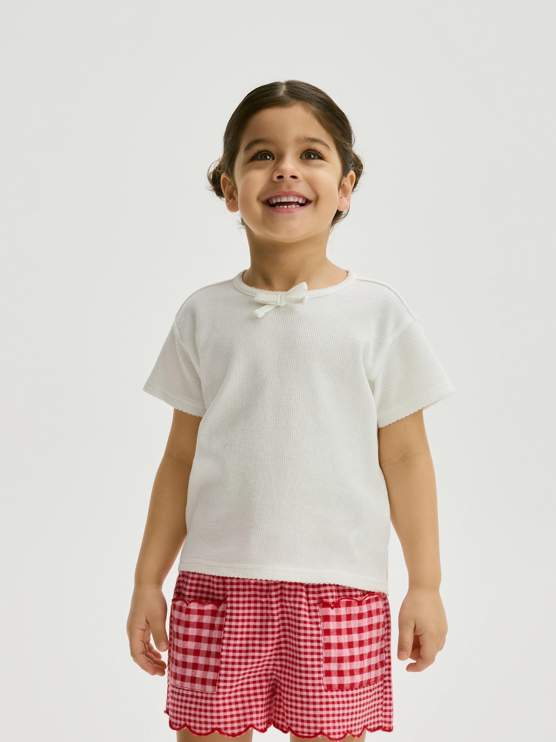 Cream T-Shirt With With Bow Detail, Ivory, large image number 1