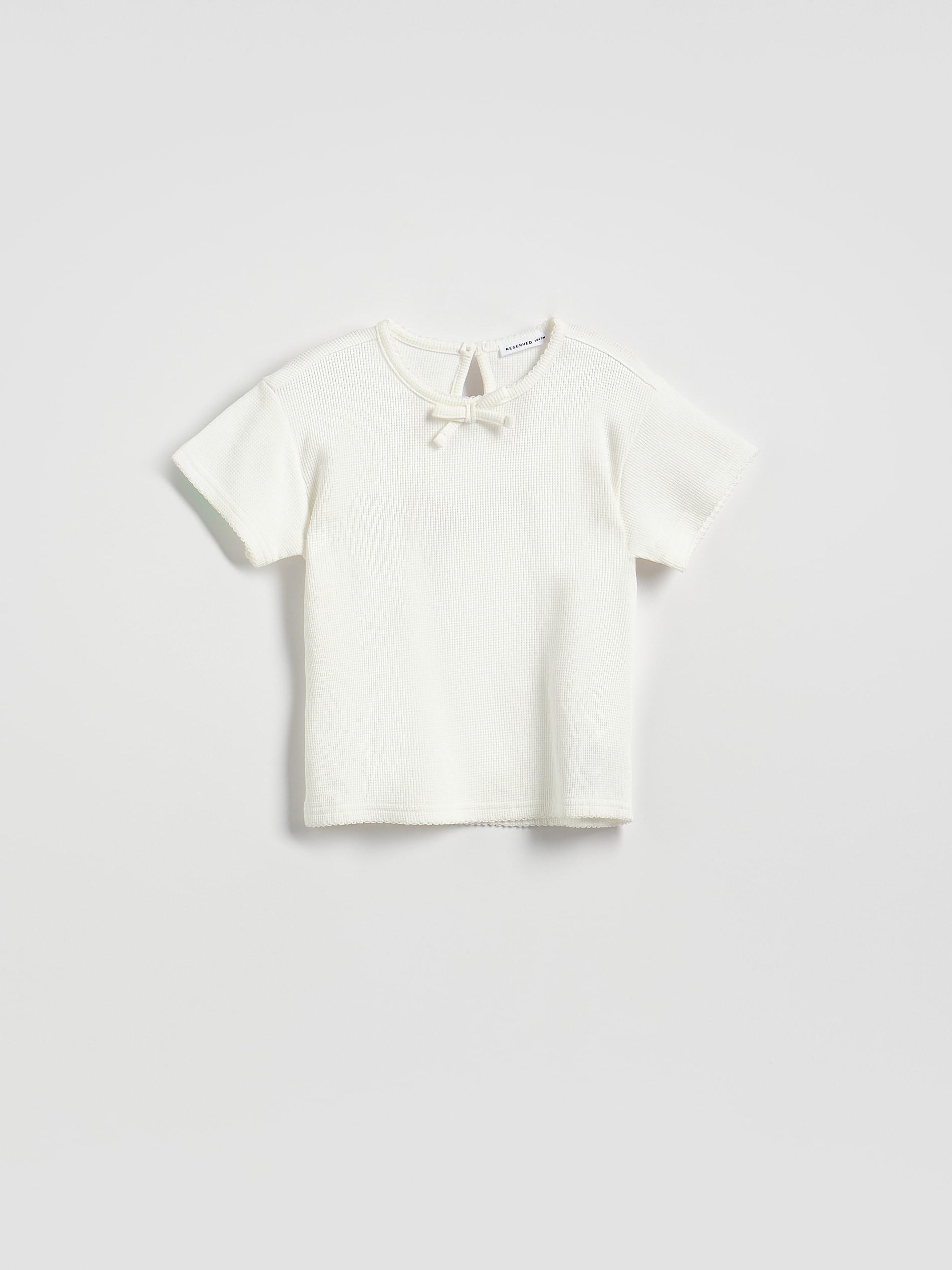 Cream T-Shirt With With Bow Detail, Ivory, large image number 3