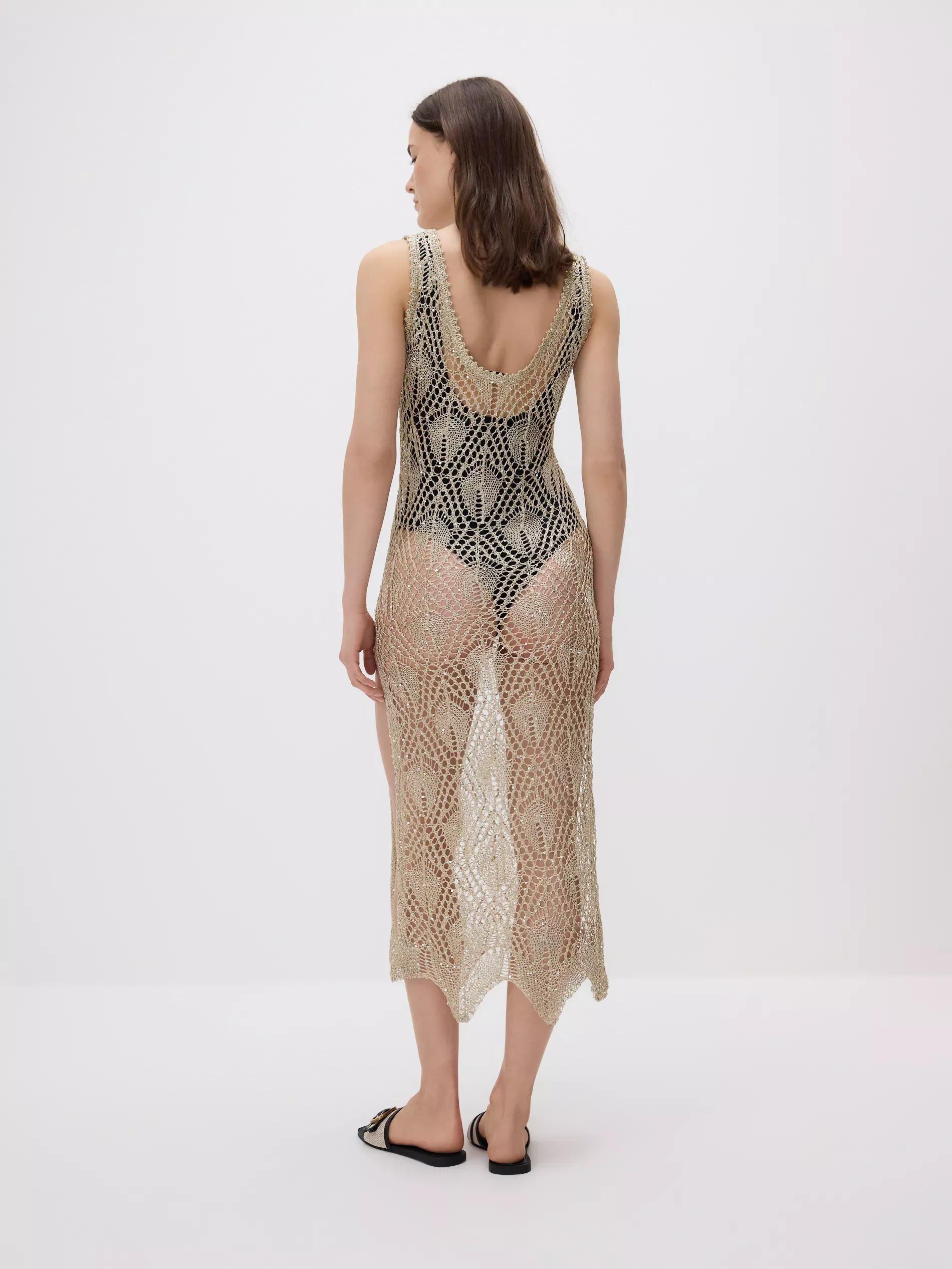 Gold Longline Beach Cover-Up With Sequins, , large image number 3