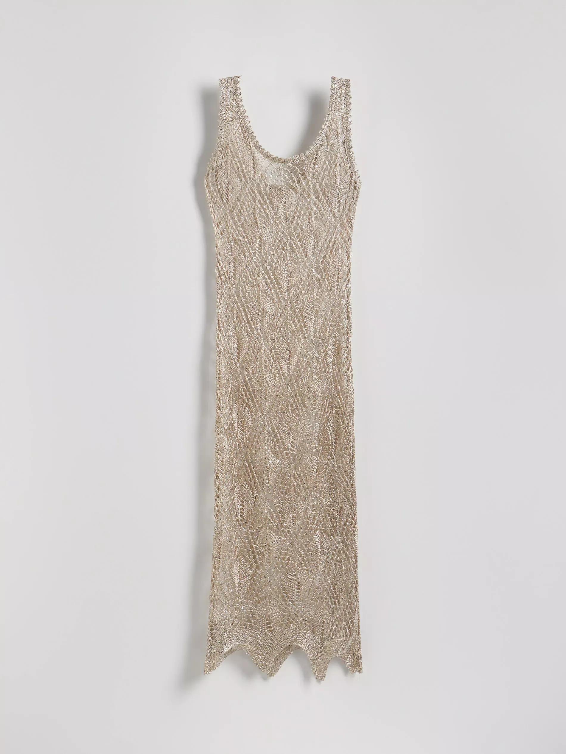 Gold Longline Beach Cover-Up With Sequins, , large image number 5