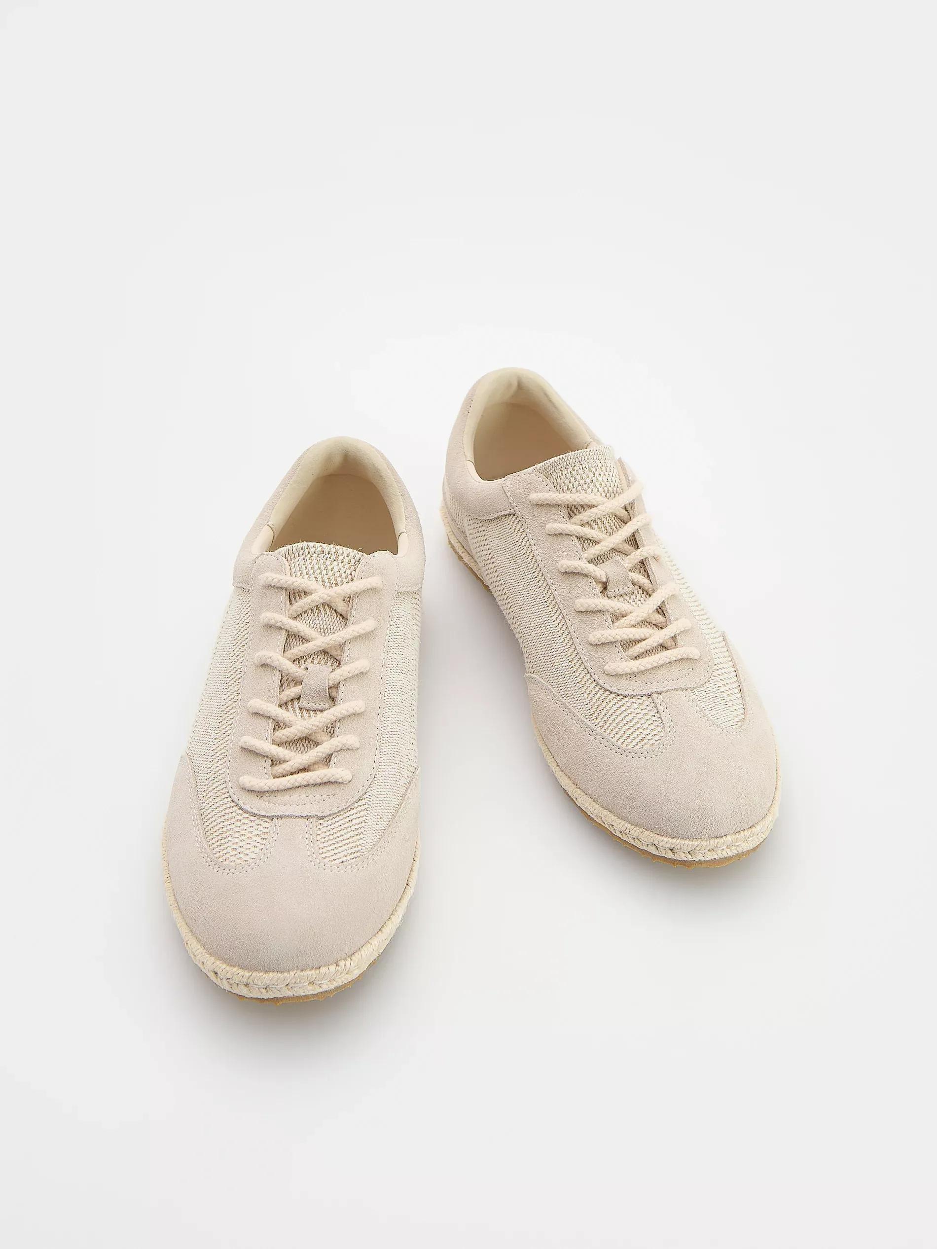 Beige Combined Materials Trainers, Beige, large image number 1