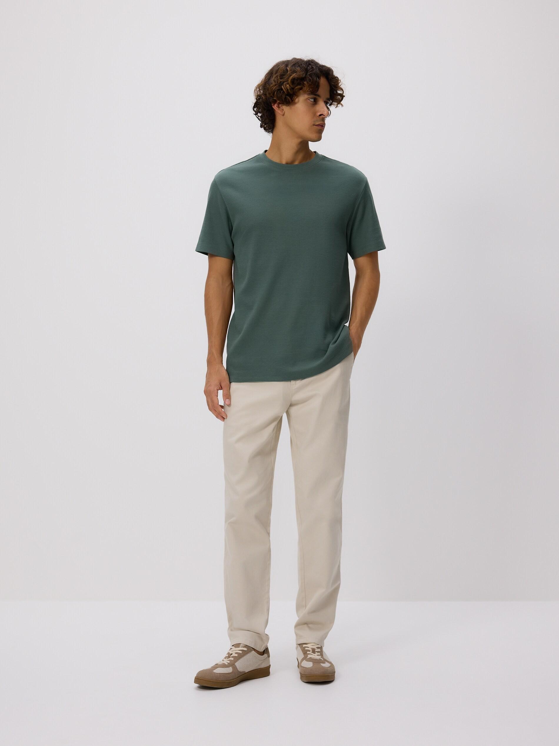 DARK GREEN Comfort fit structural fabric T-shirt, Khaki, large image number 1