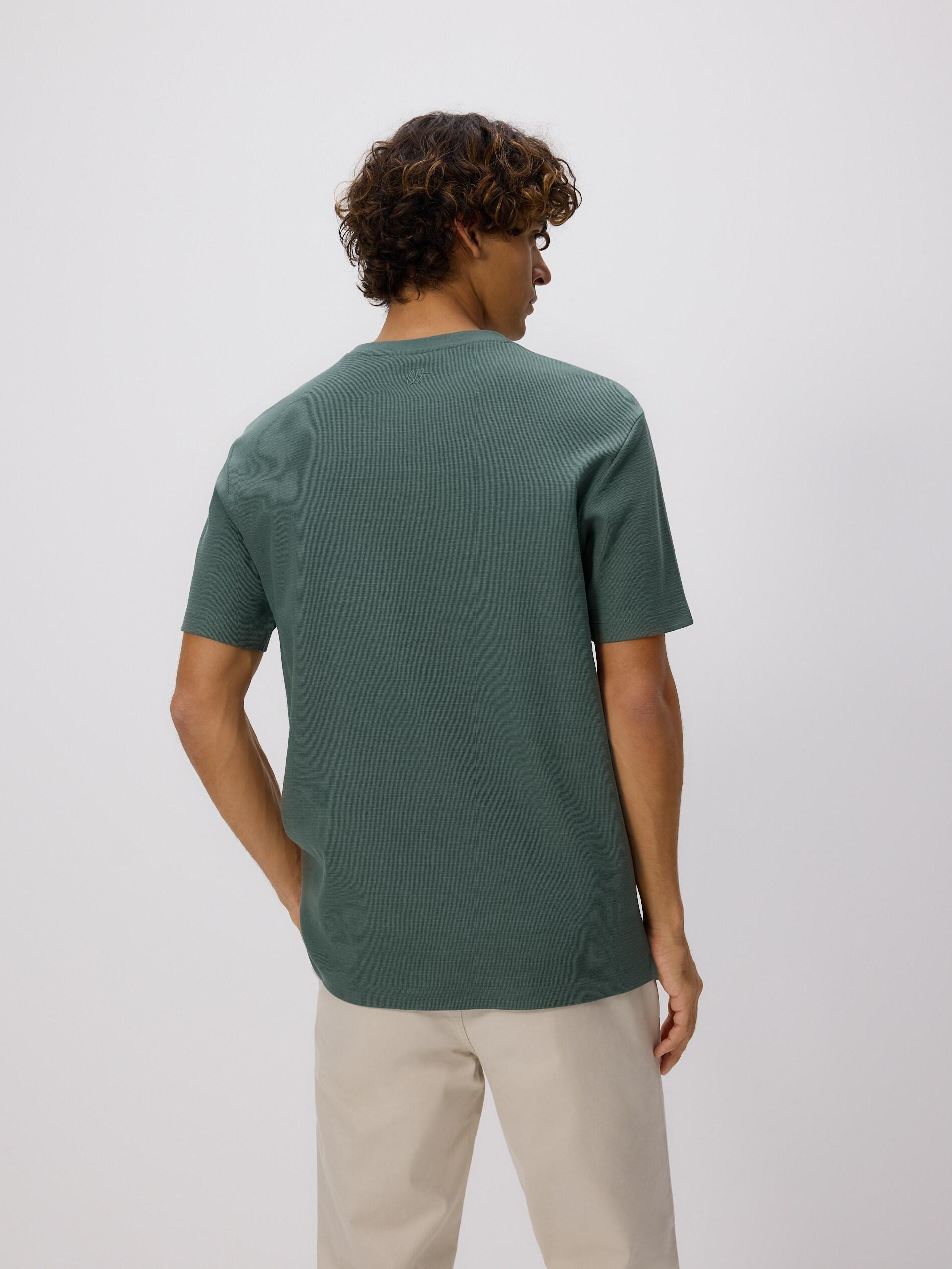 DARK GREEN Comfort fit structural fabric T-shirt, Khaki, large image number 3