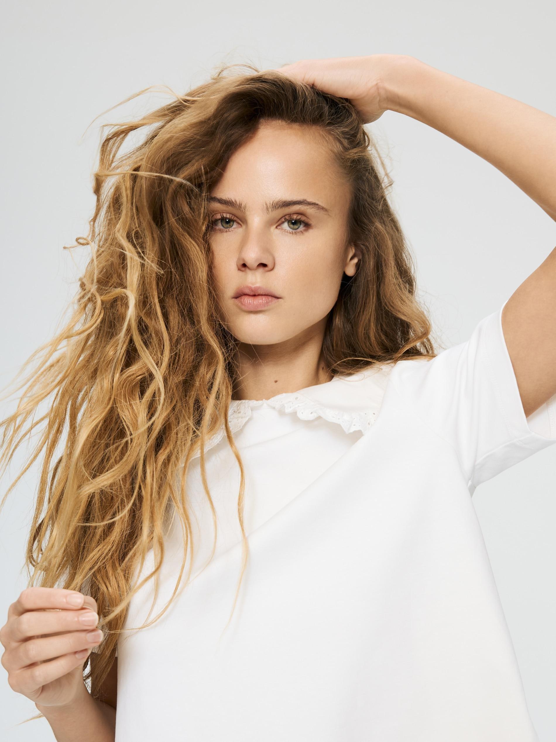 Cream T-Shirt With Collar, Ivory, large image number 2