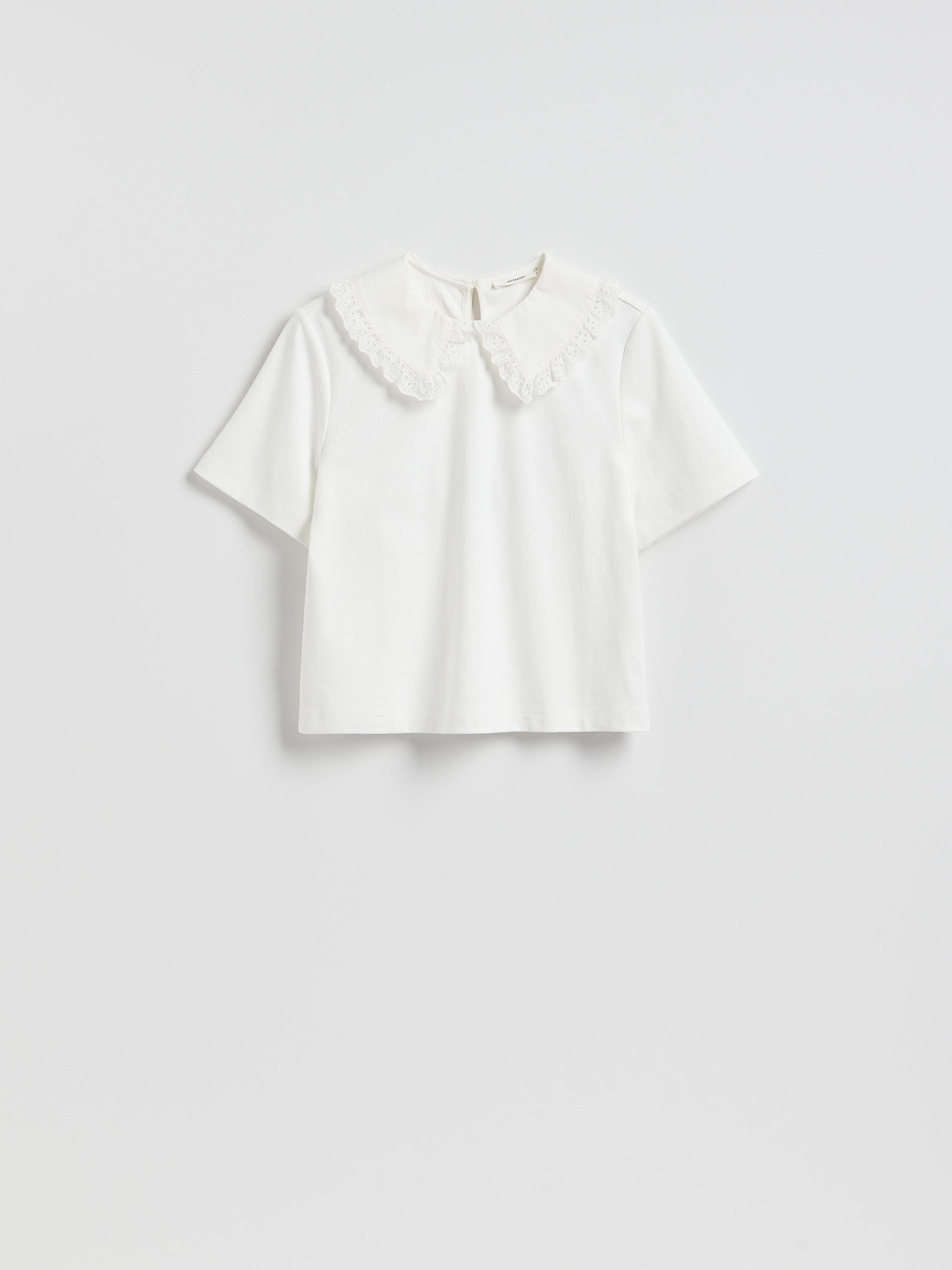 Cream T-Shirt With Collar, Ivory, large image number 5