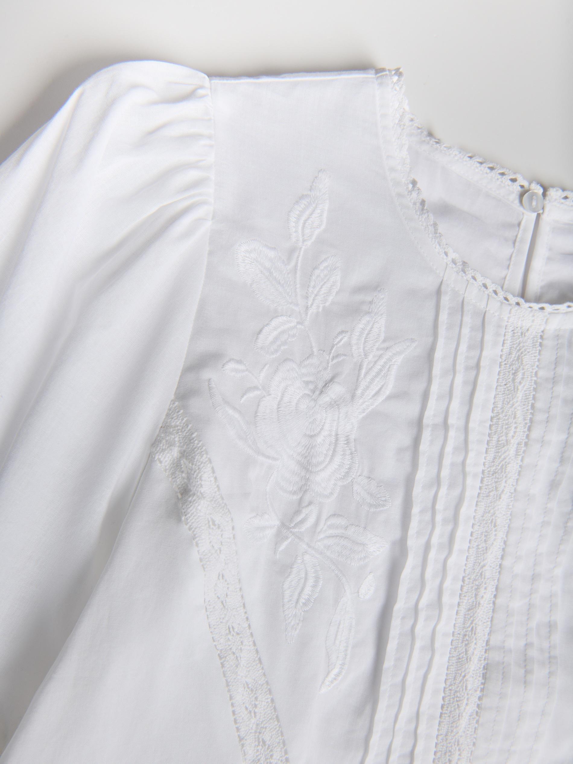 White Blouse With Embroidery Pattern, White, large image number 5