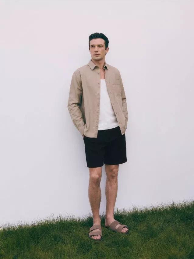 Black Pressed Crease Shorts, , large image number 0