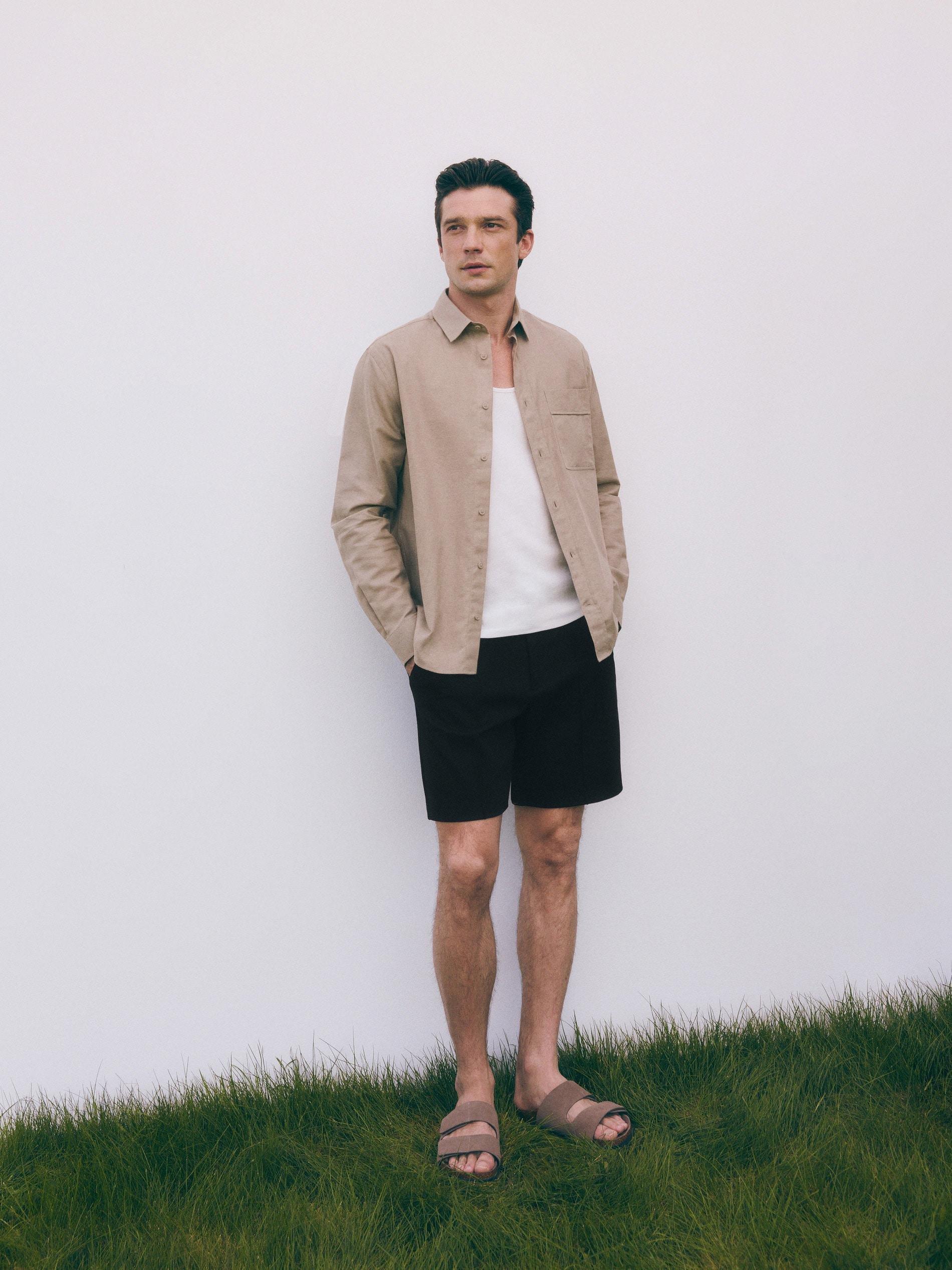 Black Pressed Crease Shorts, , large image number 1