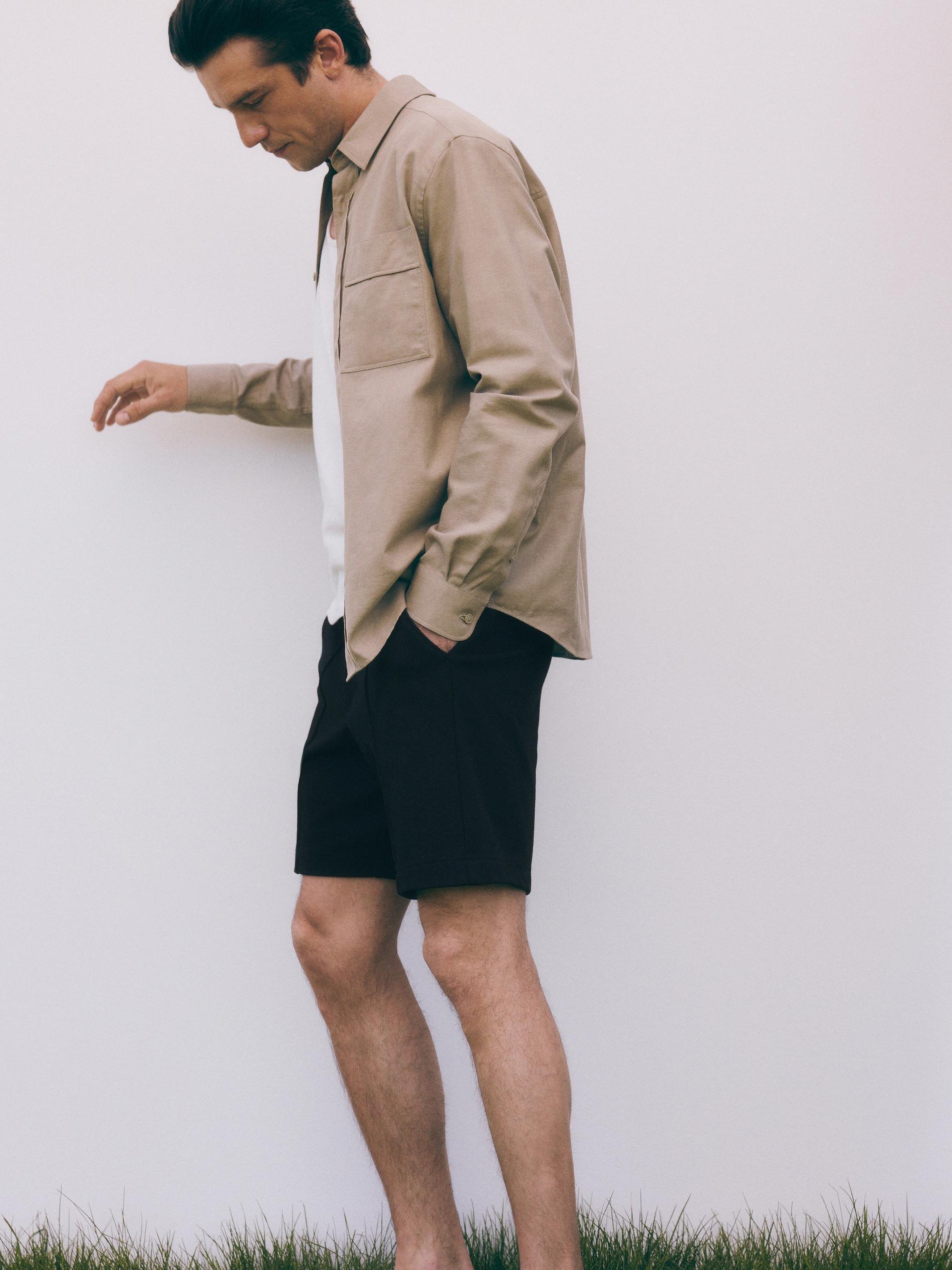 Black Pressed Crease Shorts, , large image number 2