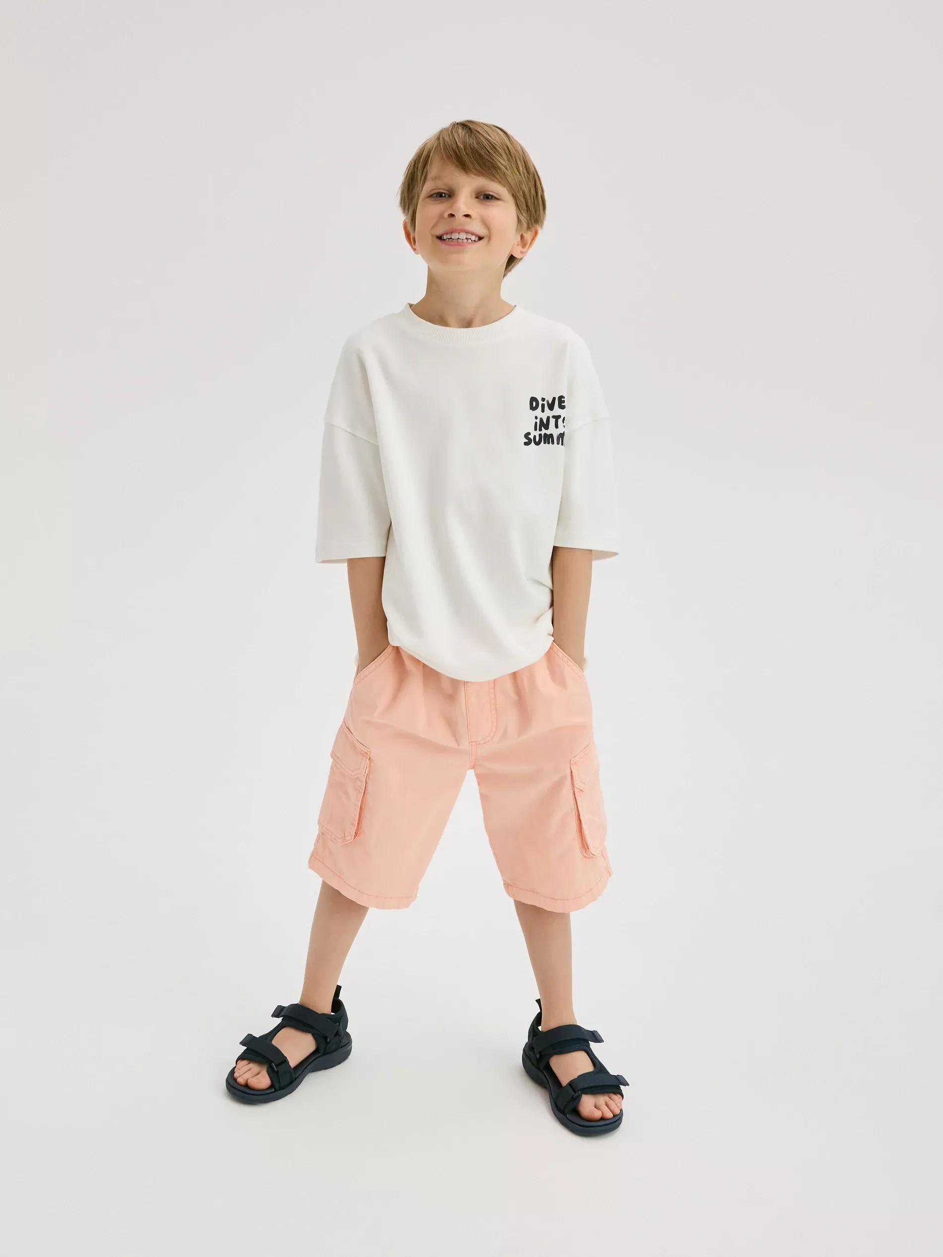 Orange Cotton Rich Cargo Shorts, , large image number 2