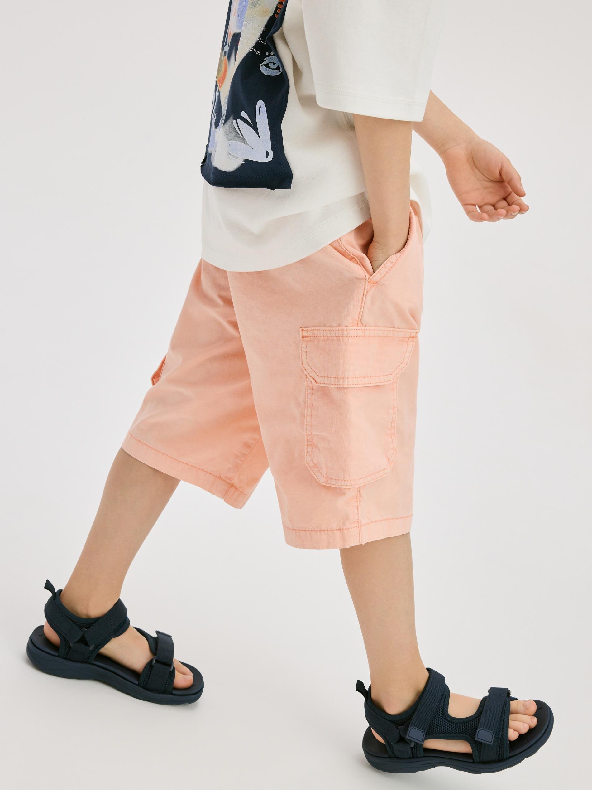 Orange Cotton Rich Cargo Shorts, , large image number 3