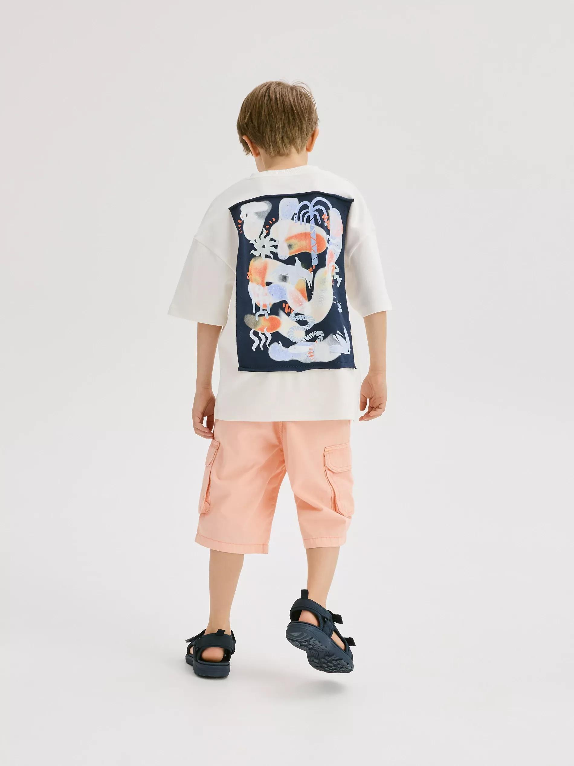 Orange Cotton Rich Cargo Shorts, , large image number 4
