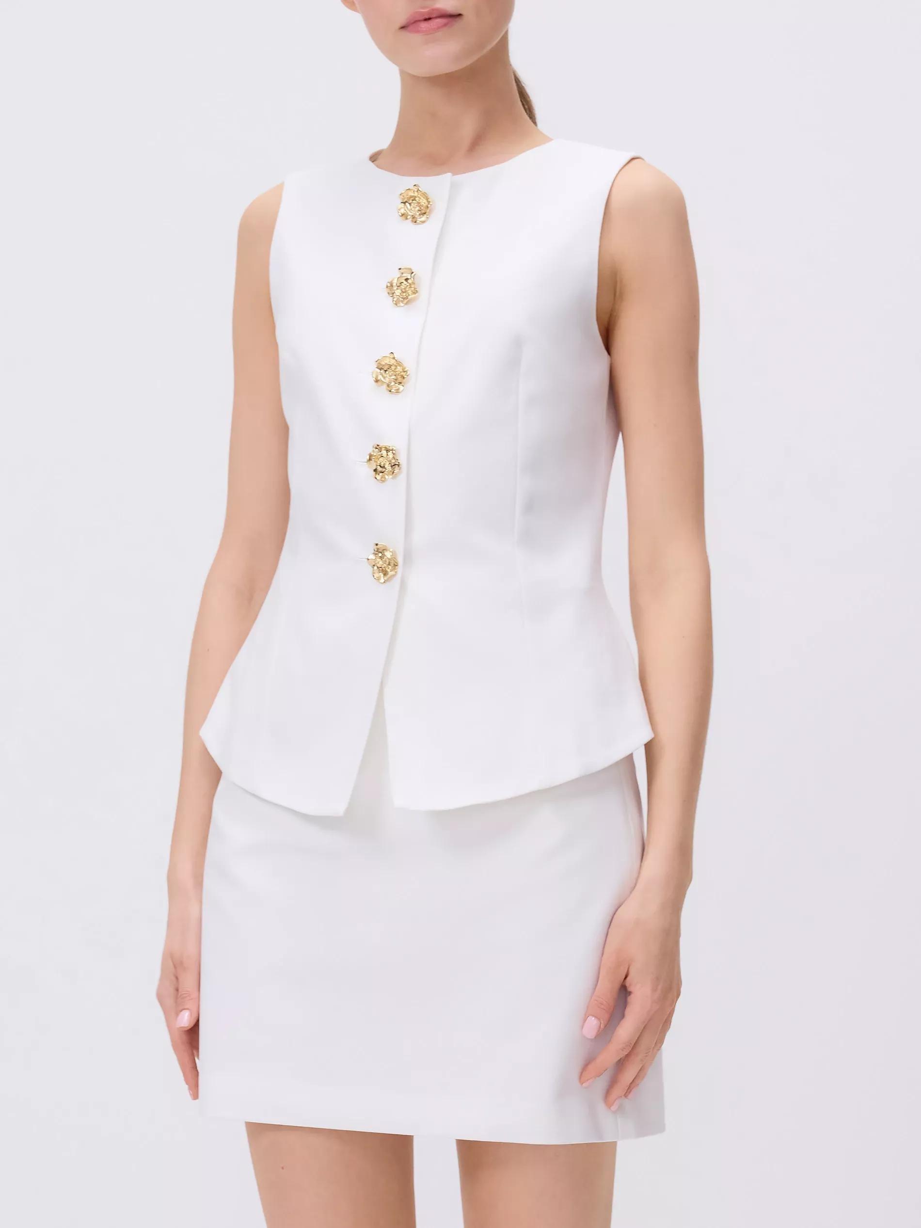 White Vest With Decorative Buttons, Ivory, large image number 0