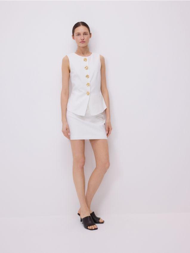 White Vest With Decorative Buttons, , large image number 1