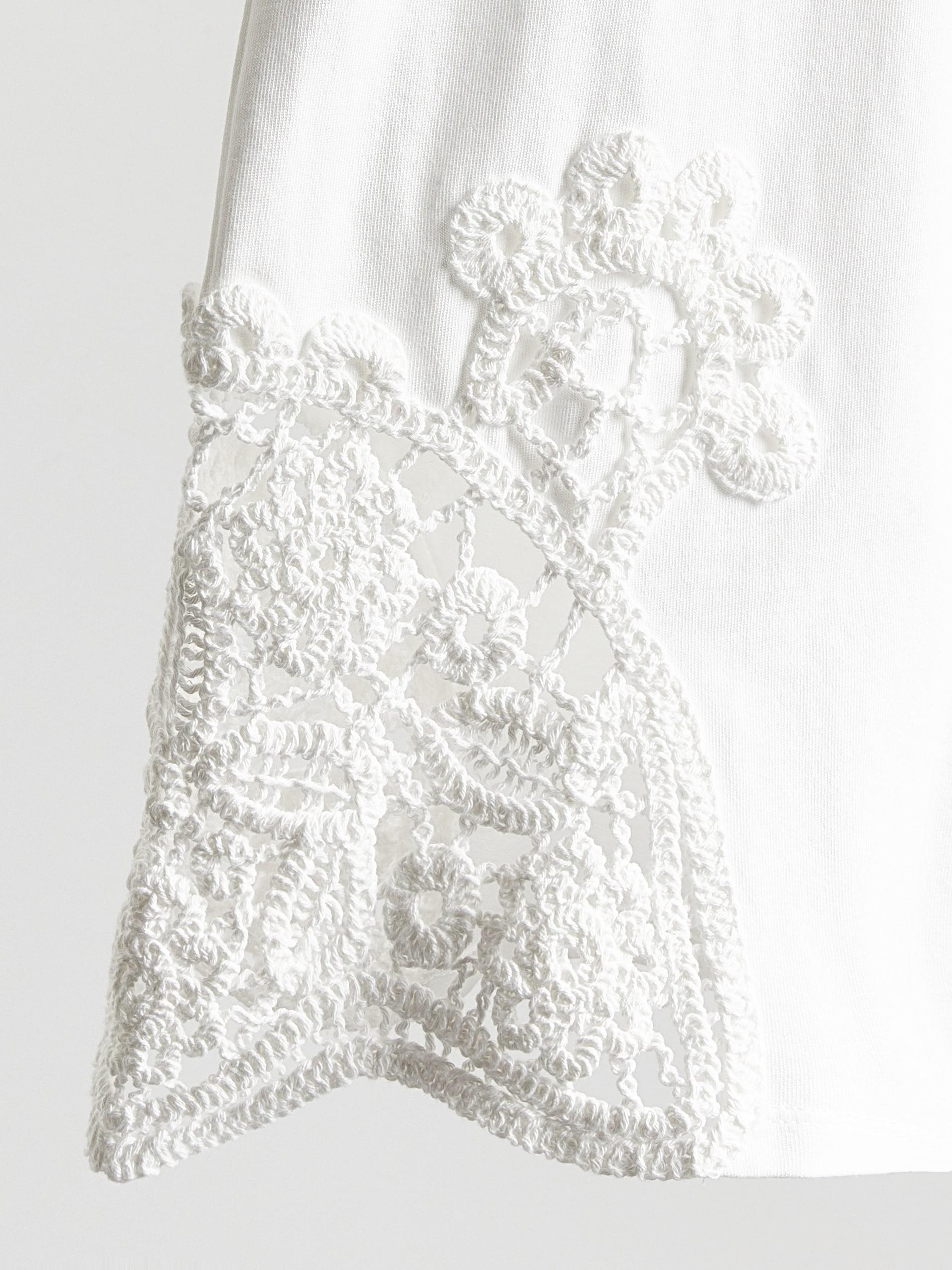 White T-Shirt With Openwork Inserts, White, large image number 5