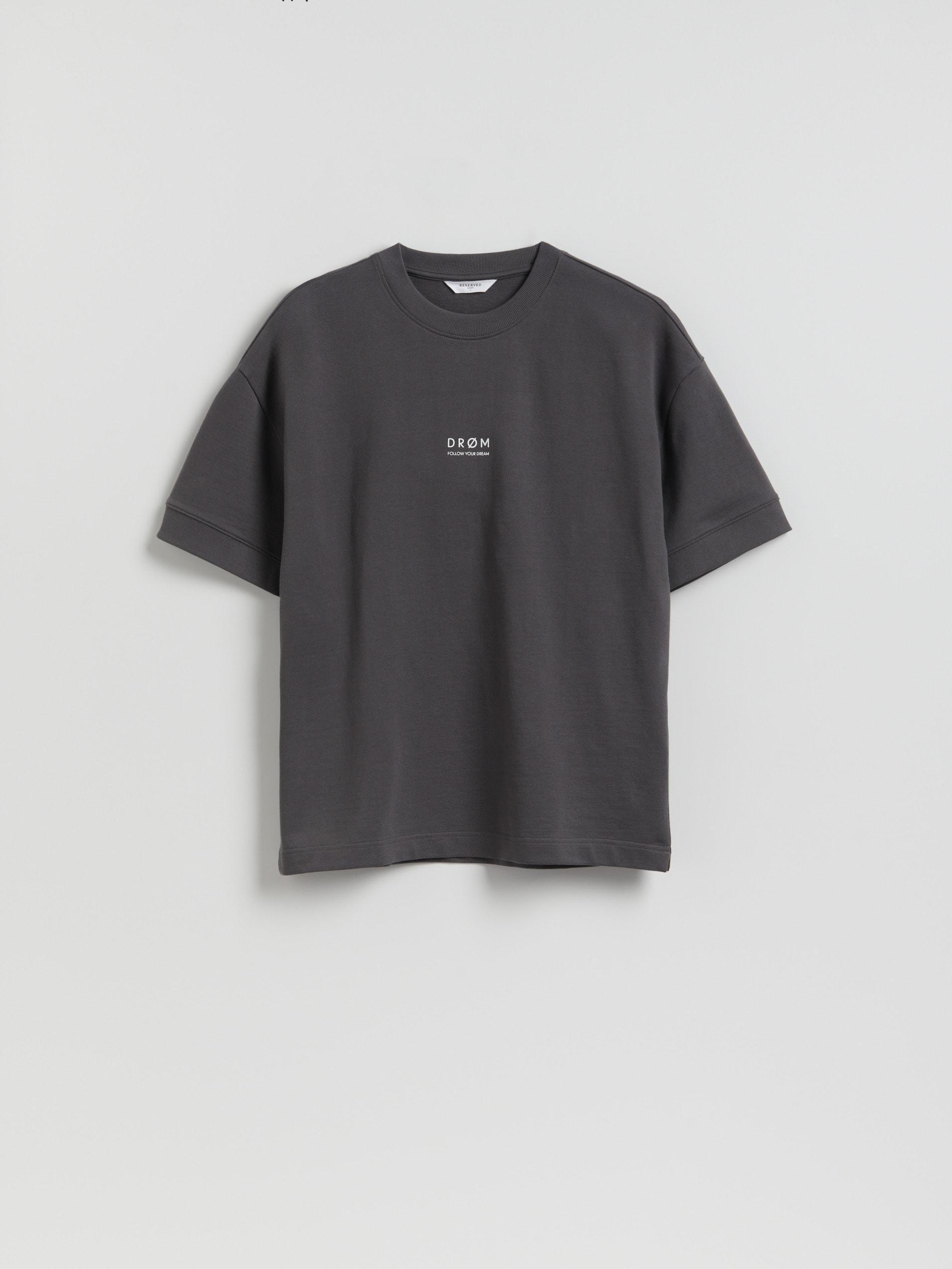 Grey Boxy T-Shirt With Print, Grey, medium